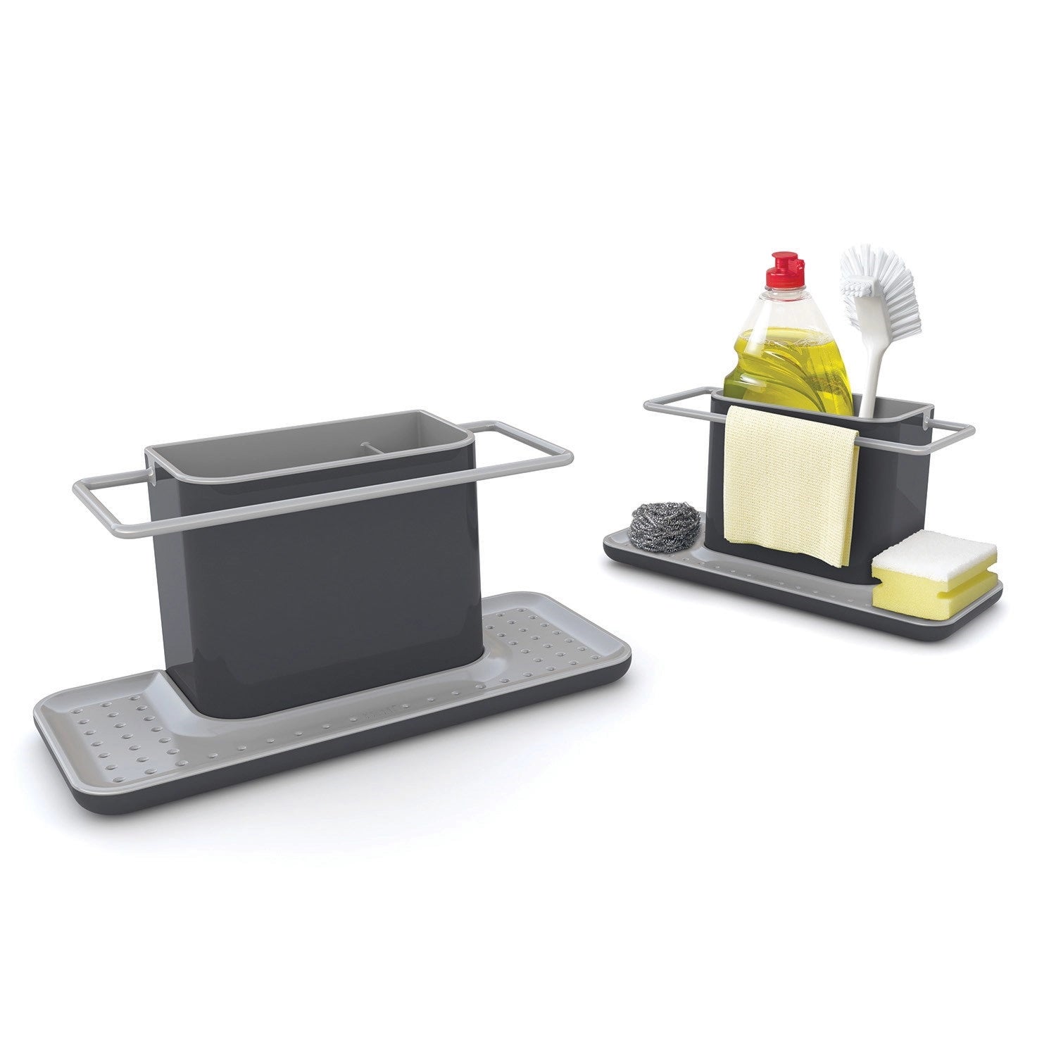 Praktischer und eleganter Sink Caddy in Grau von Joseph Joseph, perfekt zur Aufbewahrung von Spülutensilien, Maße: 30.5x13x14.2 cm.