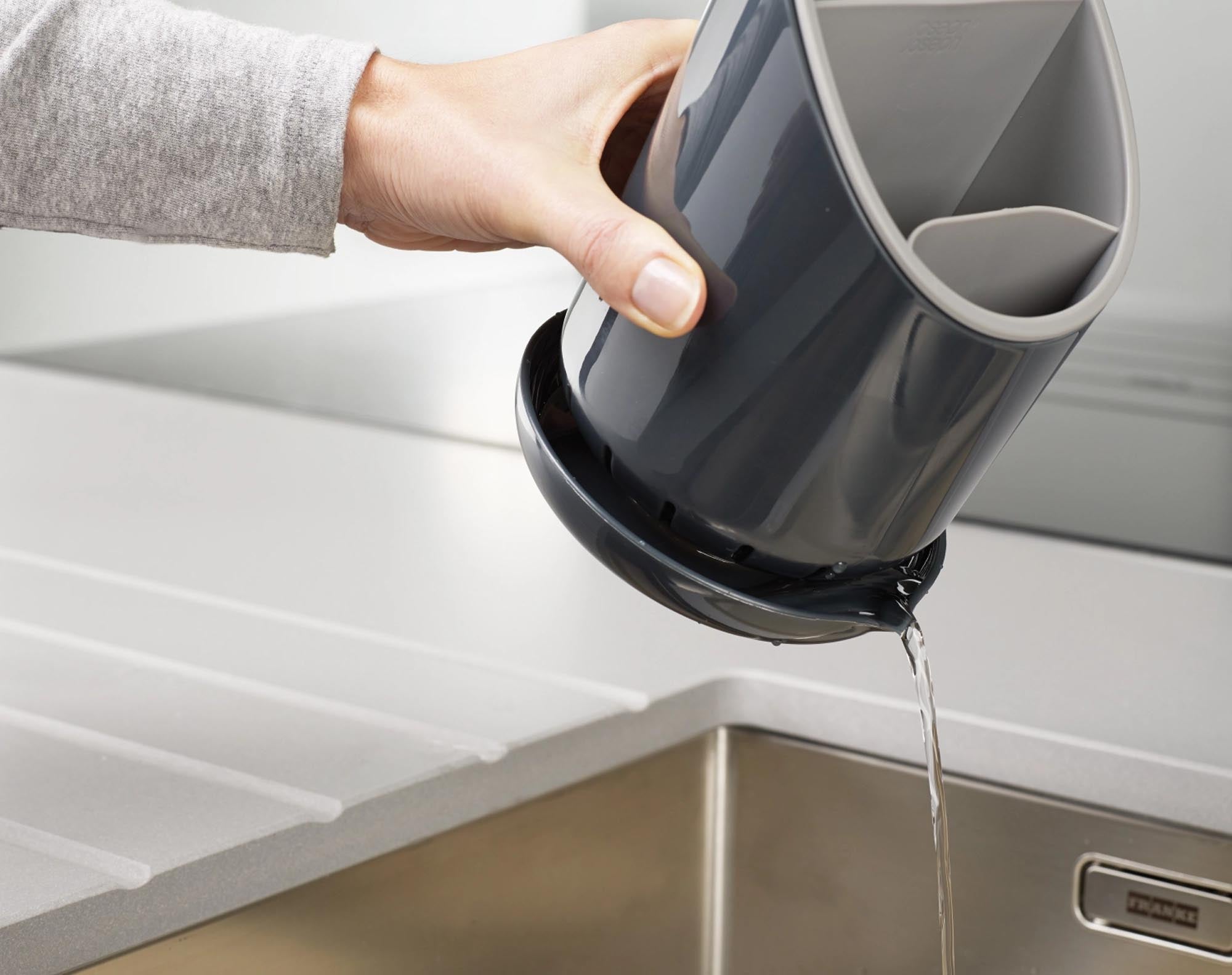 Joseph Joseph Dock: Grauer Abtropfbehälter für Küchenutensilien, 12x19 cm.