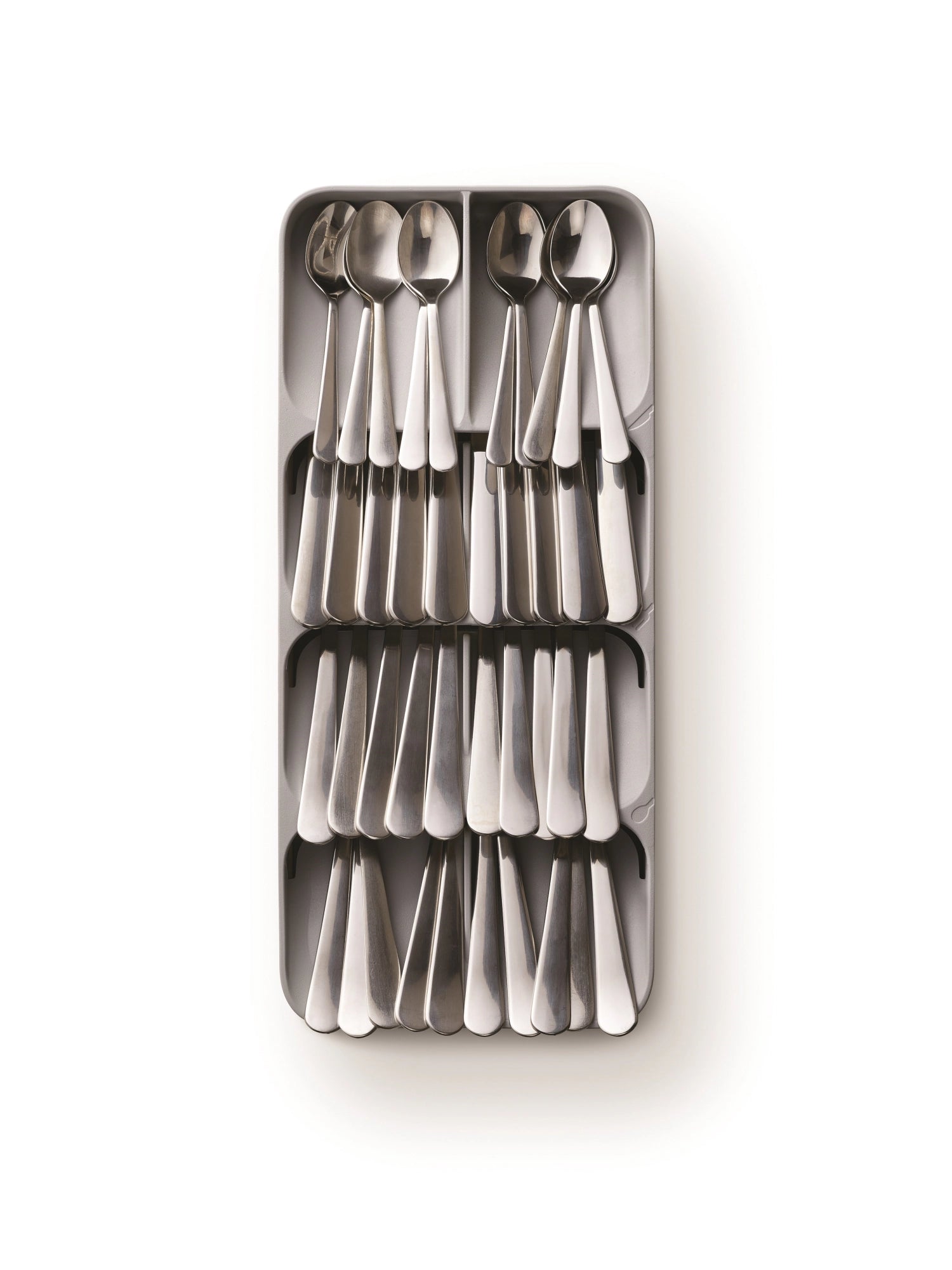 Stylischer, grauer Besteckkasten von Joseph Joseph, ideal für die kompakte Organisation von Besteck und Küchenutensilien in Schubladen.