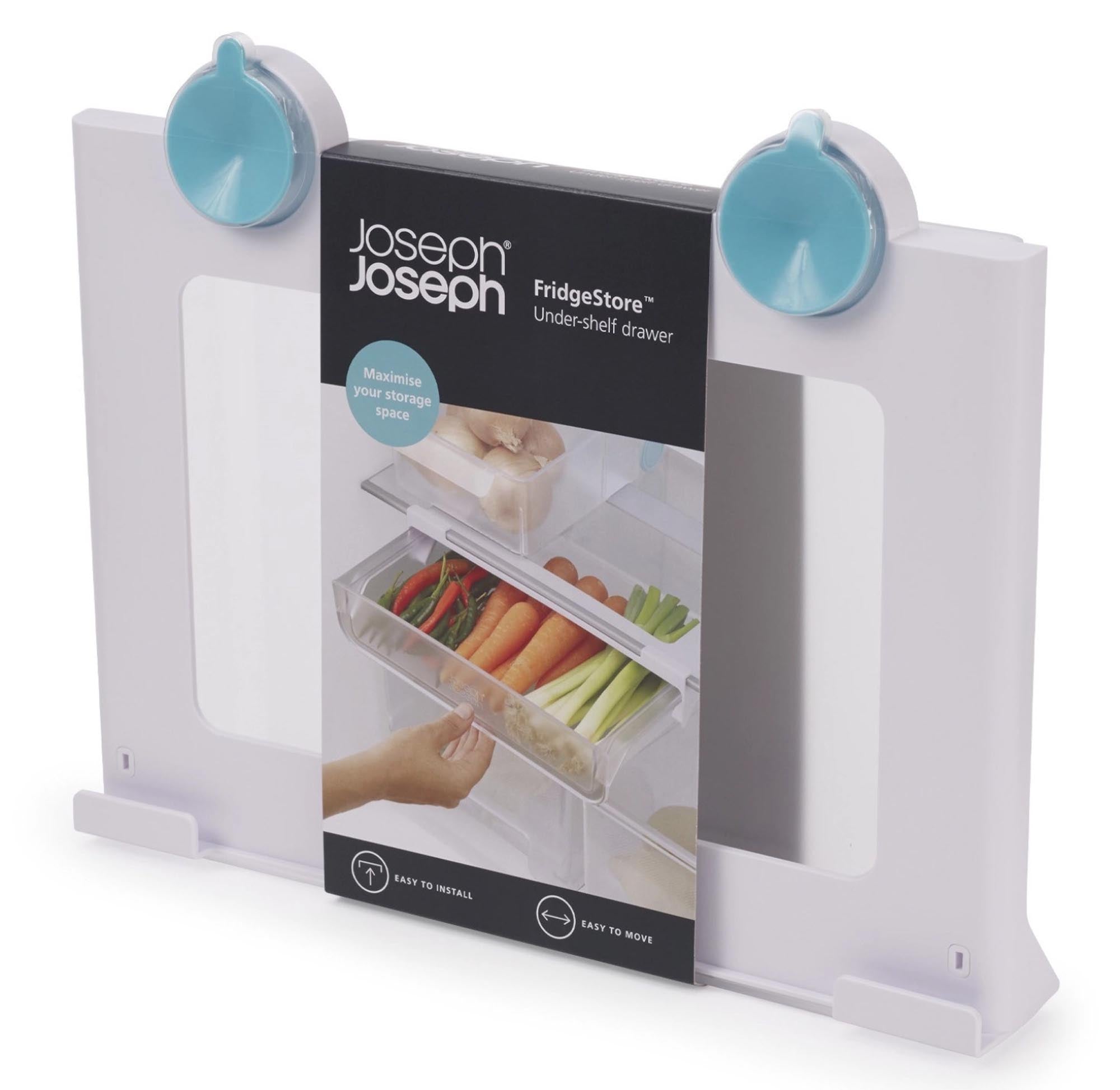 Die Joseph Joseph FridgeStore Tablar Schublade bietet eine stilvolle und praktische Lösung zur Aufbewahrung von Lebensmitteln im Kühlschrank. Robust und leicht zu reinigen.