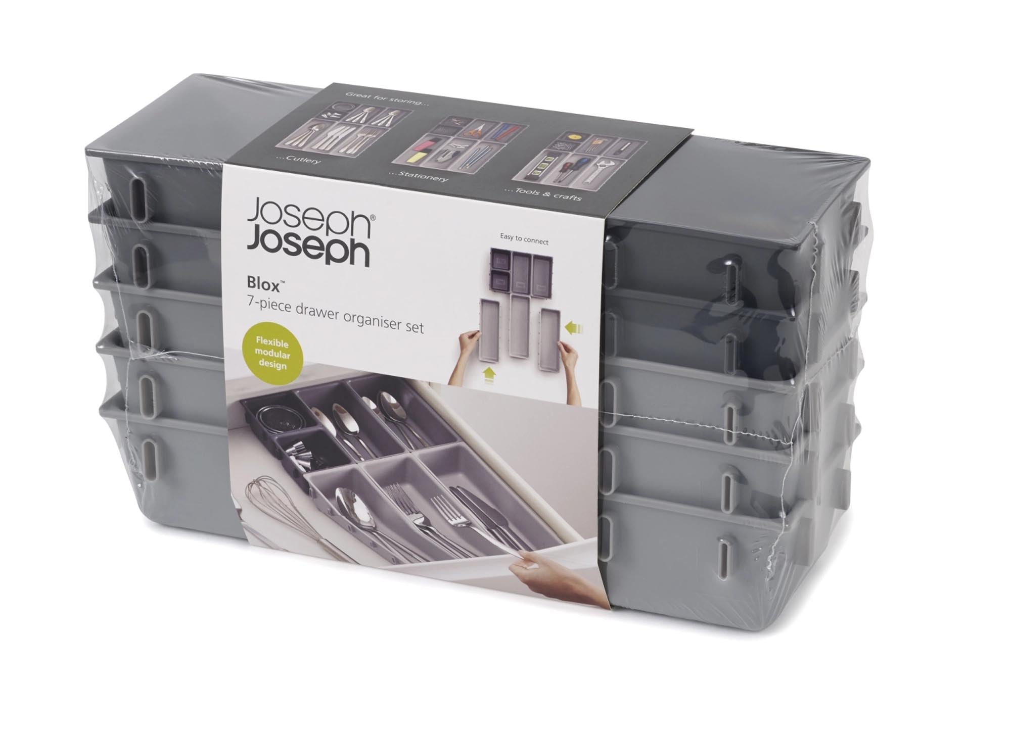 Schaffen Sie Ordnung mit dem Blox 7-teiligen Organizer-Set von Joseph Joseph – flexibel, robust und stilvoll für jede Schublade!