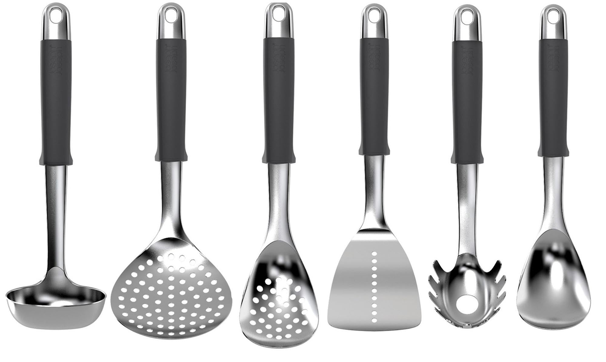 Praktisches Edelstahl-Karussell-Set von Joseph Joseph mit ergonomischen Küchenhelfern für stilvolles Kochen und einfache Reinigung.