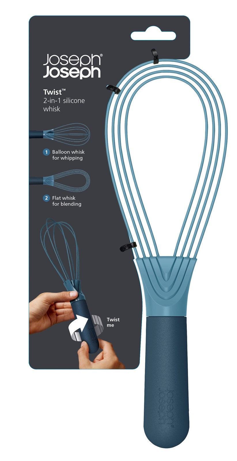 Der Twist Sky Schwingbesen von Joseph Joseph: Kompakt, langlebig und spülmaschinenfest. Perfekt für müheloses Vermengen und stilvolles Design.