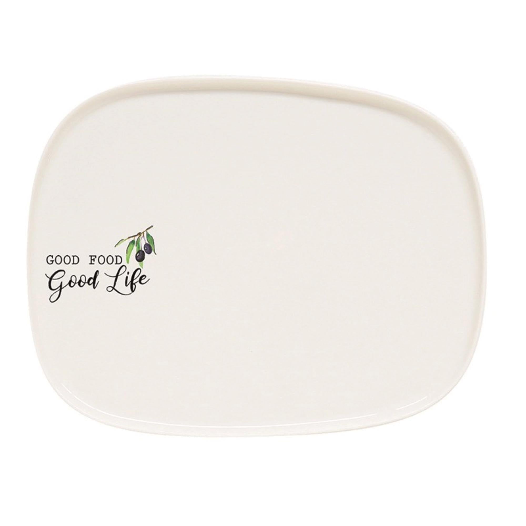 Eleganter, weisser Speiseteller (29,5x22,5 cm) aus kratzfestem Porzellan, spülmaschinen- und mikrowellengeeignet.