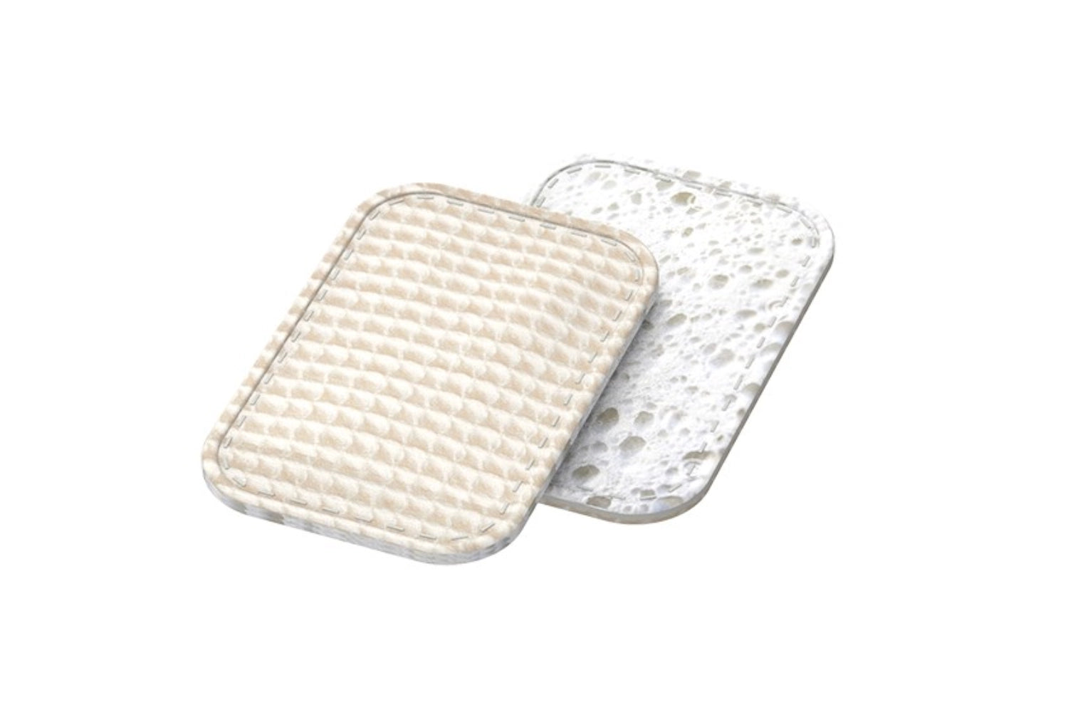 Zwei umweltfreundliche Reinigungsschwämme aus Cellulose, 7x11 cm, ideal für die sanfte Reinigung von Oberflächen und Geschirr.