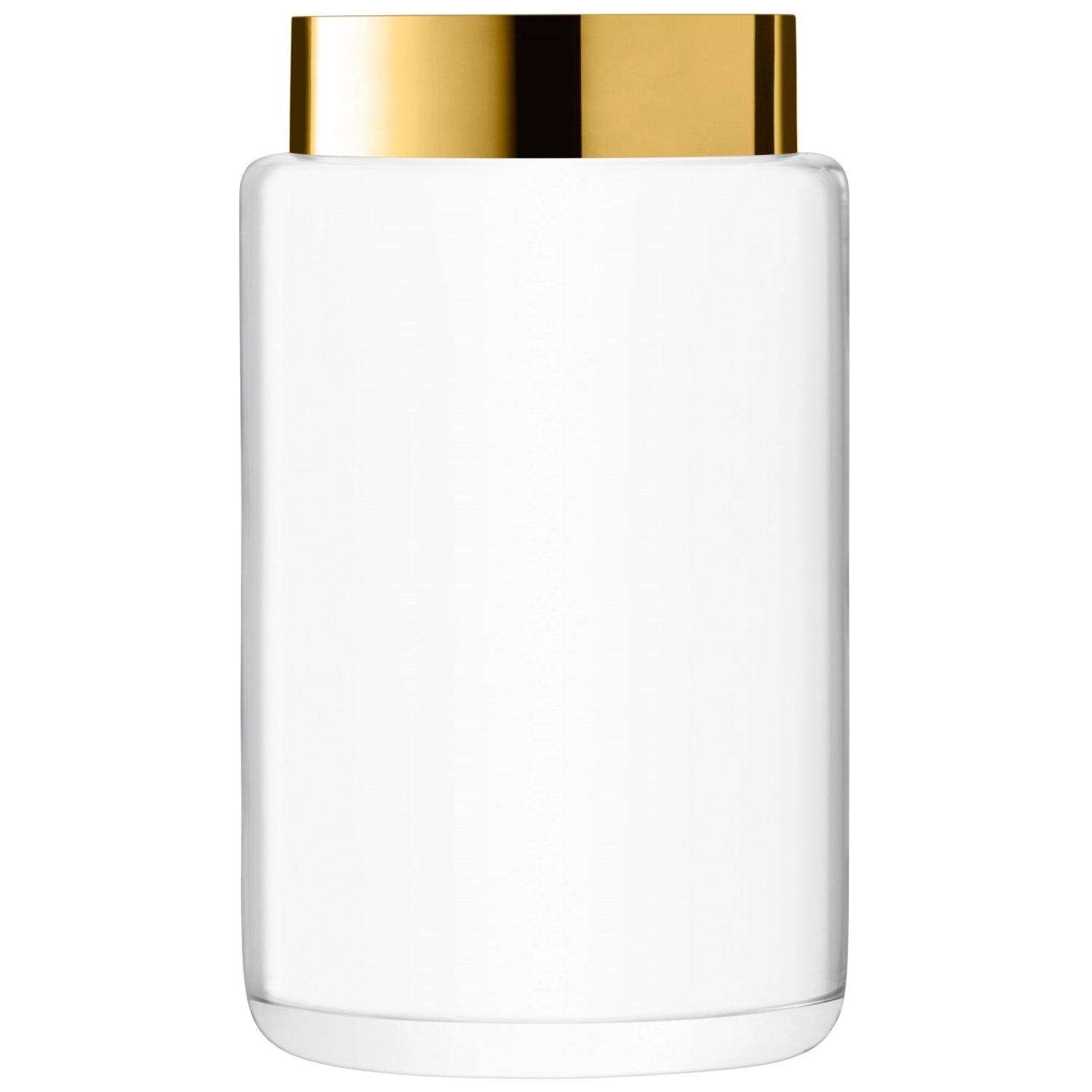 Stilvolle Aurum Vase von LSA, 40 cm hoch, aus transparentem Glas mit luxuriösen goldenen Details, perfekt für zeitgemäße Inneneinrichtungen.
