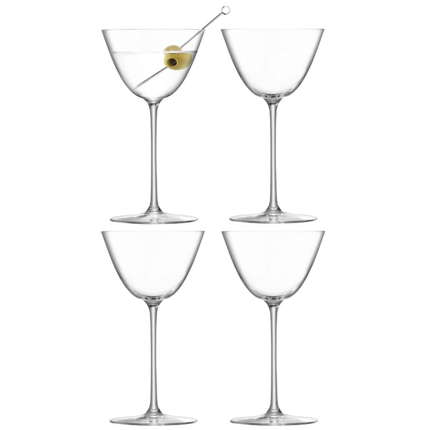 Elegantes 4er Set Borough Martinigläser von LSA, 195ml, perfekt für stilvolle Cocktails und festliche Anlässe.