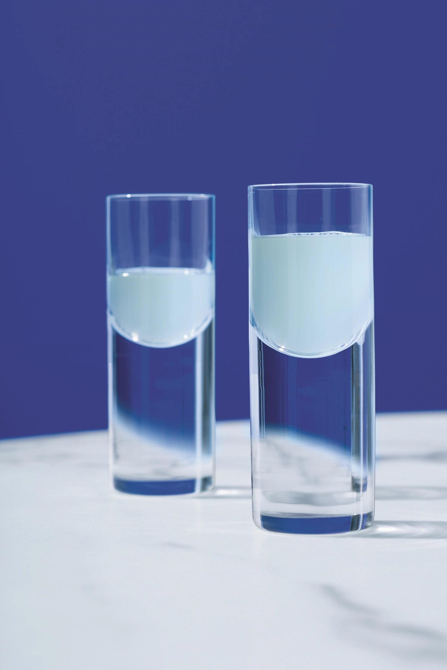 Zwei stilvolle Wodkagläser (50 ml) aus klarem Glas im Set, perfekt für besondere Anlässe und edle Getränkepräsentation.