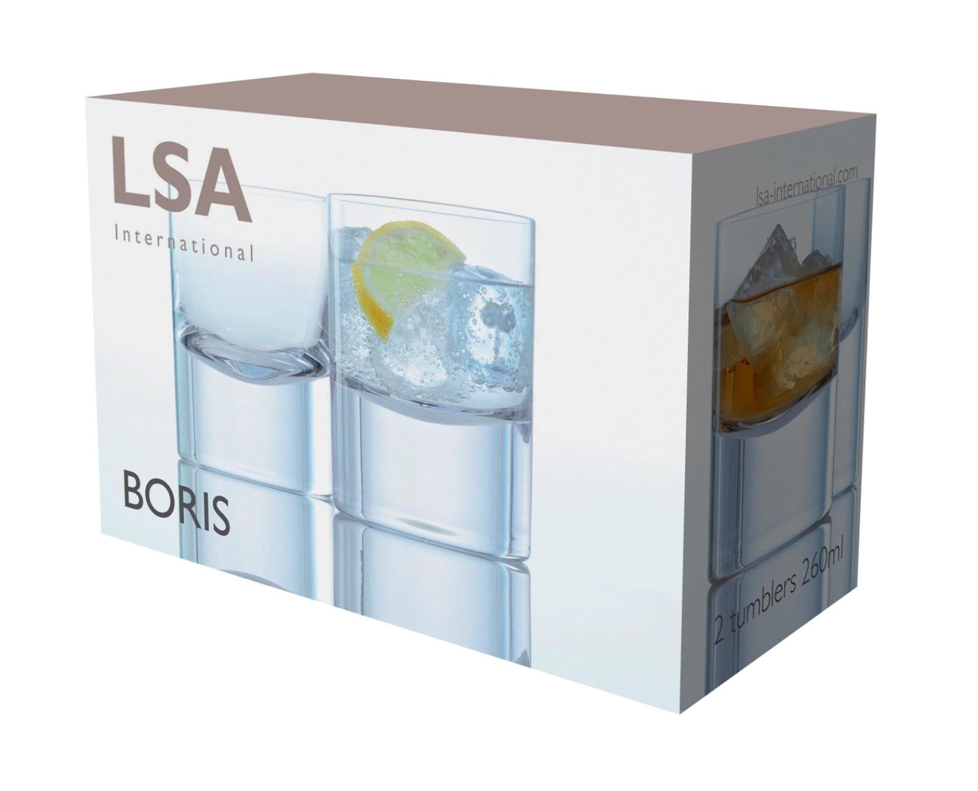 Stilvolles 2er Set LSA Boris Whiskygläser, 250ml, transparent.