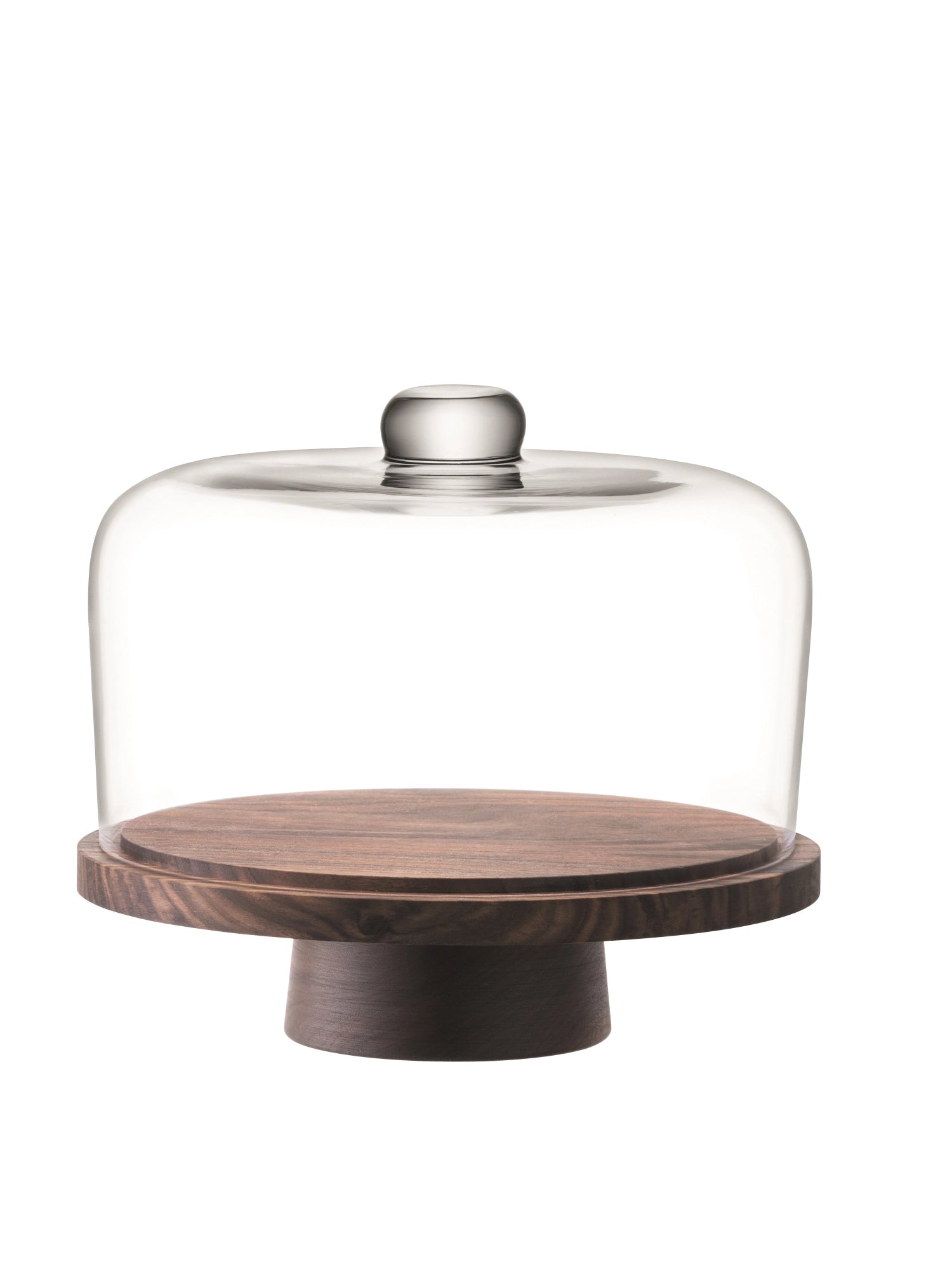 City cloche walnut base Ø26cm H22cm clear