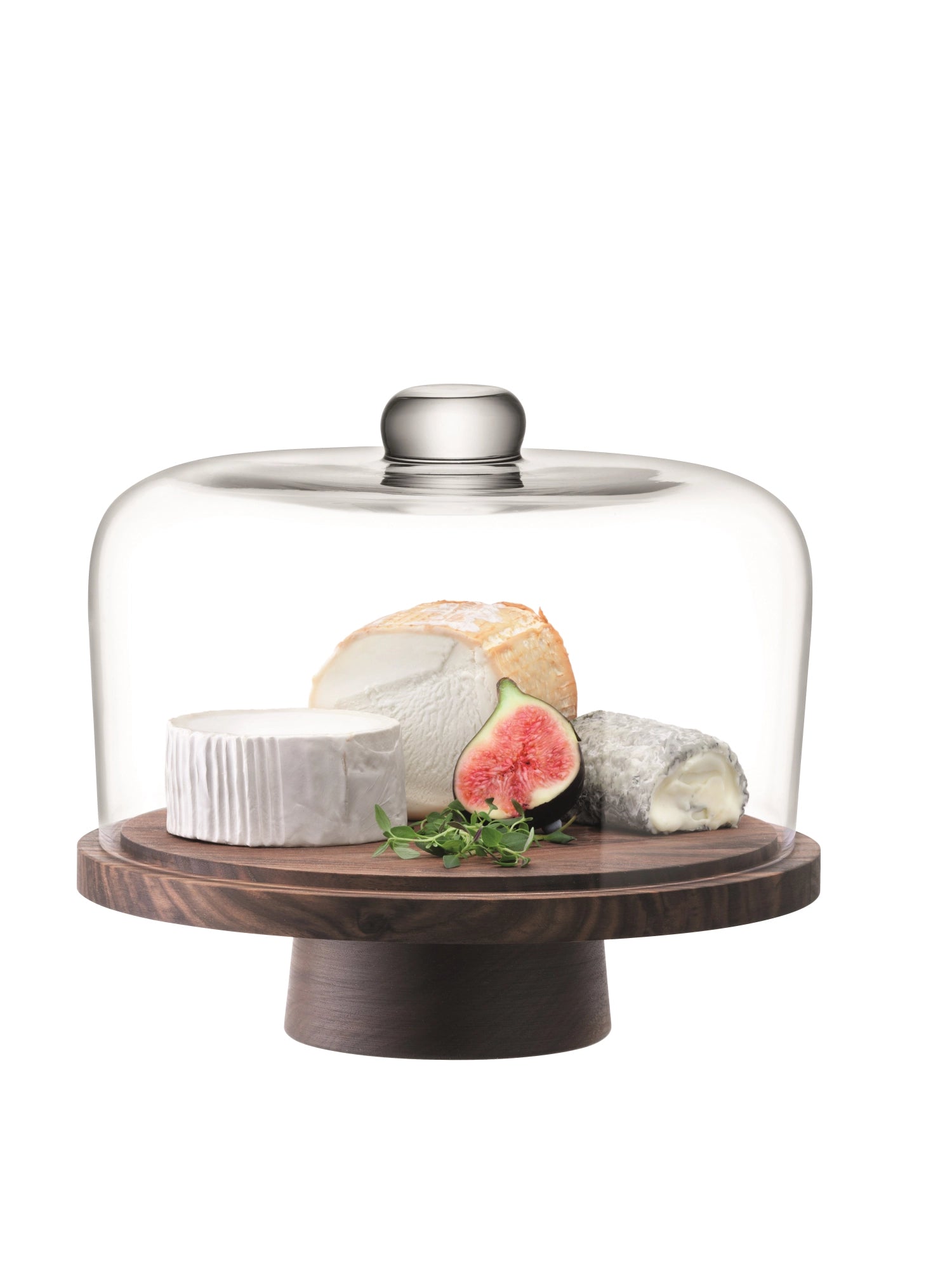 City cloche walnut base Ø26cm H22cm clear