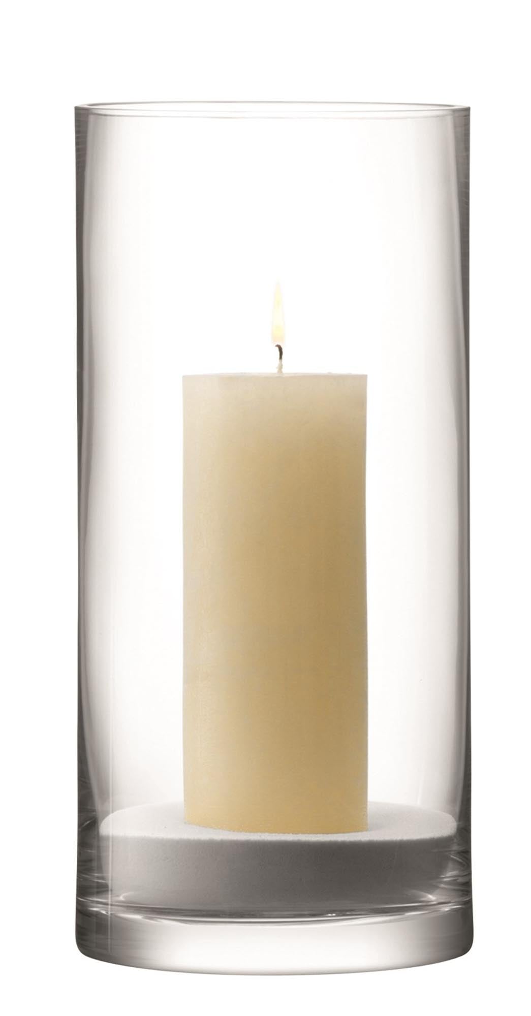 Stilvolle Column Vase Kerzenhalter von LSA: 36 cm hoch, Ø17 cm, aus klarem Glas. Ideal für Blumen oder Kerzen, schafft eine einladende Atmosphäre.