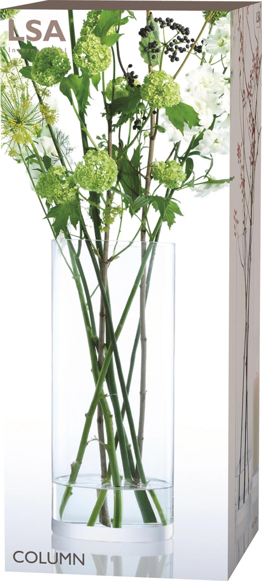 Entdecken Sie die Column Vase H42 x Ø18cm von LSA – ein elegantes Glasdesign, das Blumenarrangements stilvoll in Szene setzt.