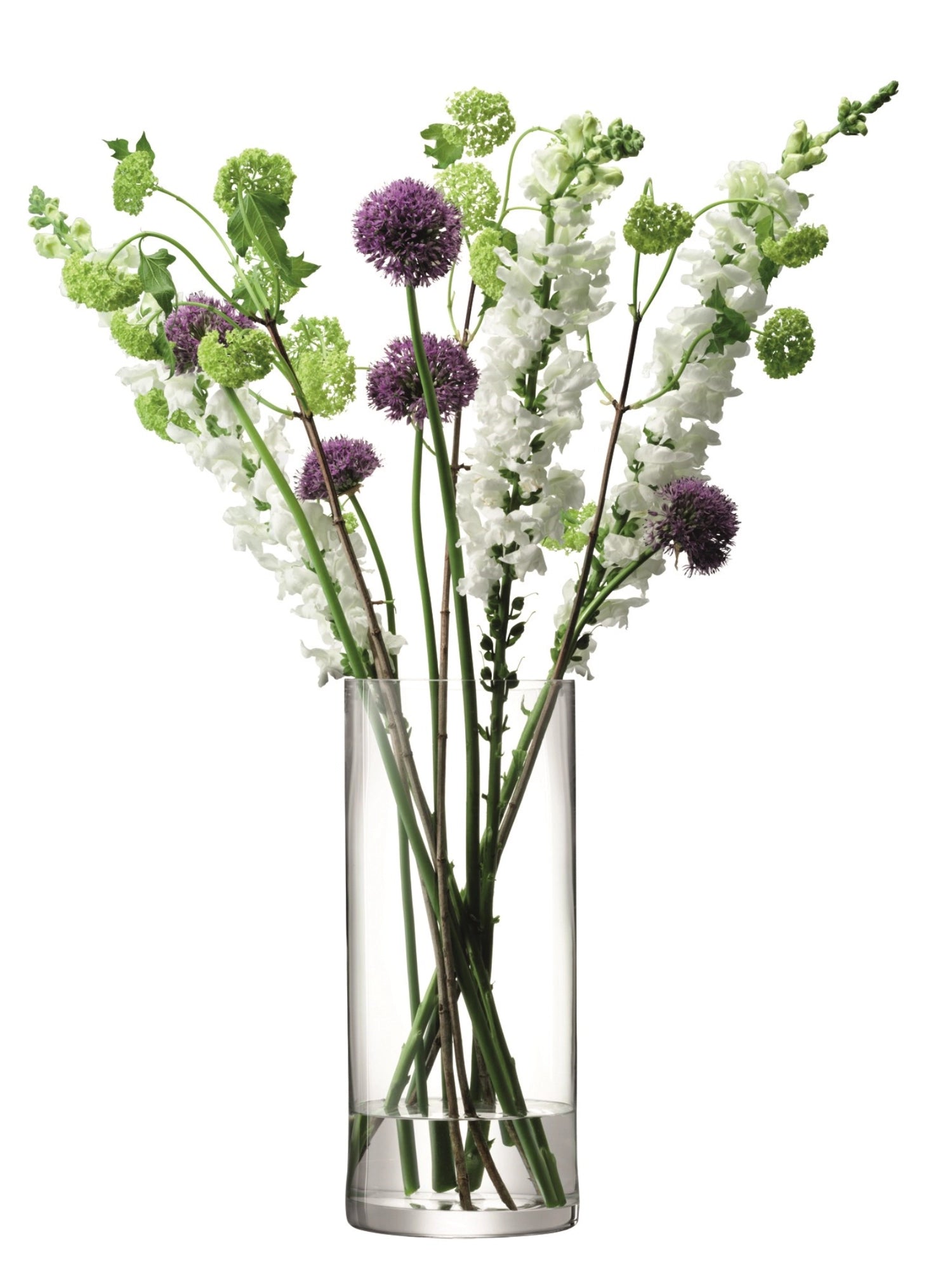Schlichte, transparente Säulenvase von LSA, 42 cm hoch und 18 cm breit, perfekt für kreative Blumendekorationen und zeitgemäße Wohnakzente.