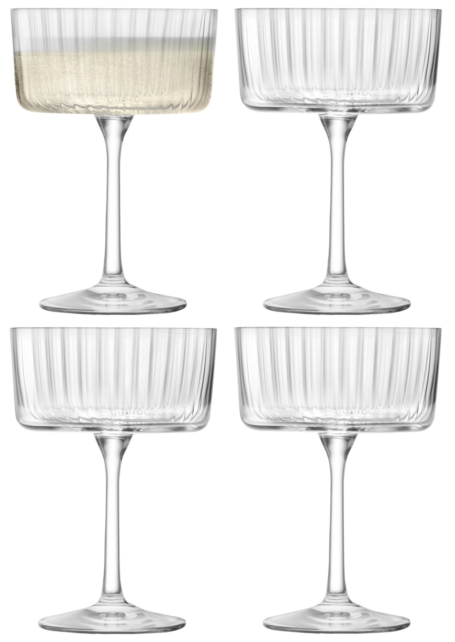 Schickes 4er Set Gio Champagner- und Cocktailgläser von LSA, 230ml, ideal für festliche Anlässe und stilvolle Cocktails.