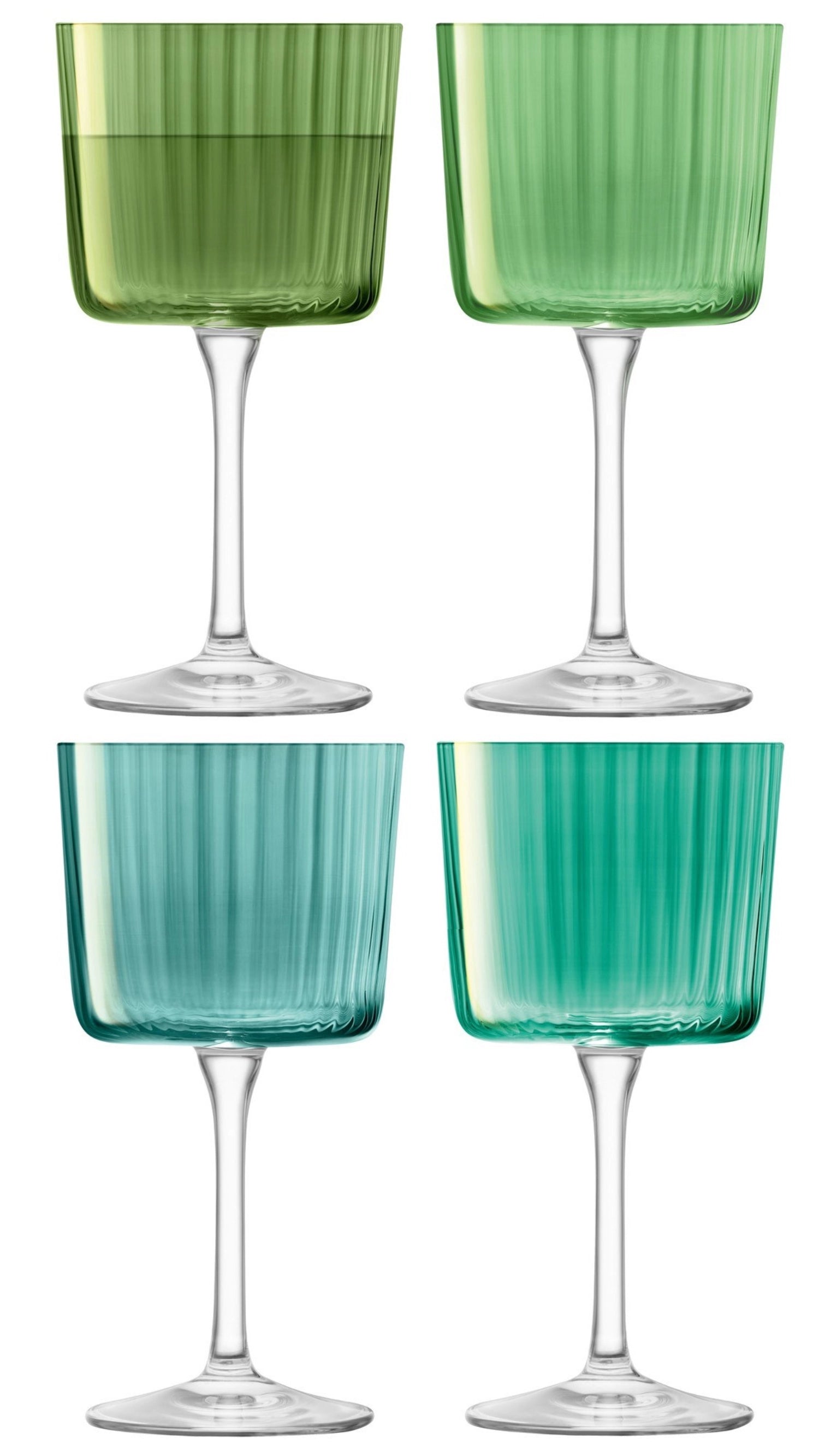 Elegantes 4er Set Gems Weingläser in verschiedenen Jade-Tönen, perfekt für stilvolle Anlässe und eine ansprechende Tischdekoration.