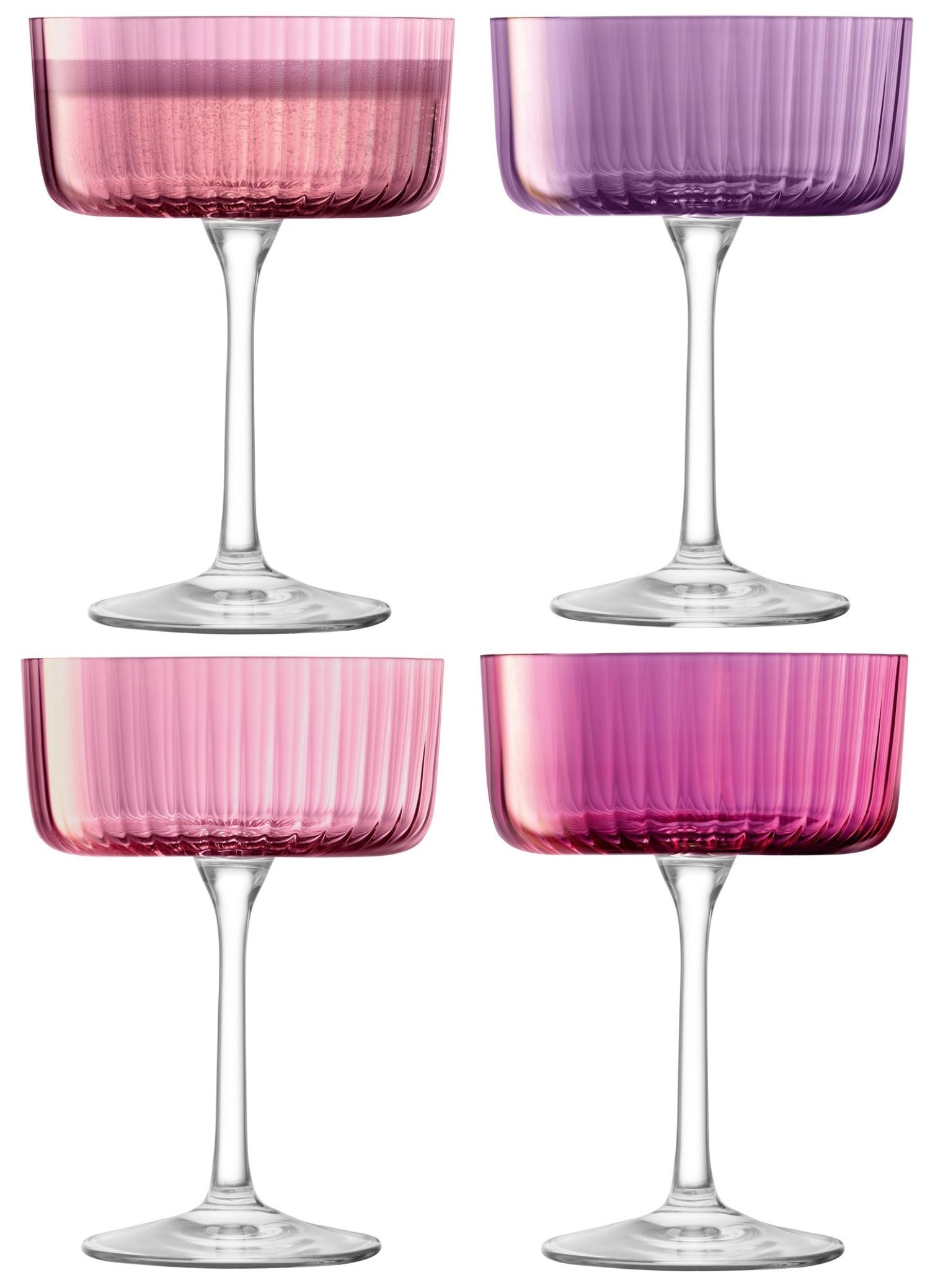 Elegantes 4er Set von LSA mit farbenfrohen Gems Gläsern, perfekt für stilvolle Champagner- und Cocktail-Genüsse, 230ml.