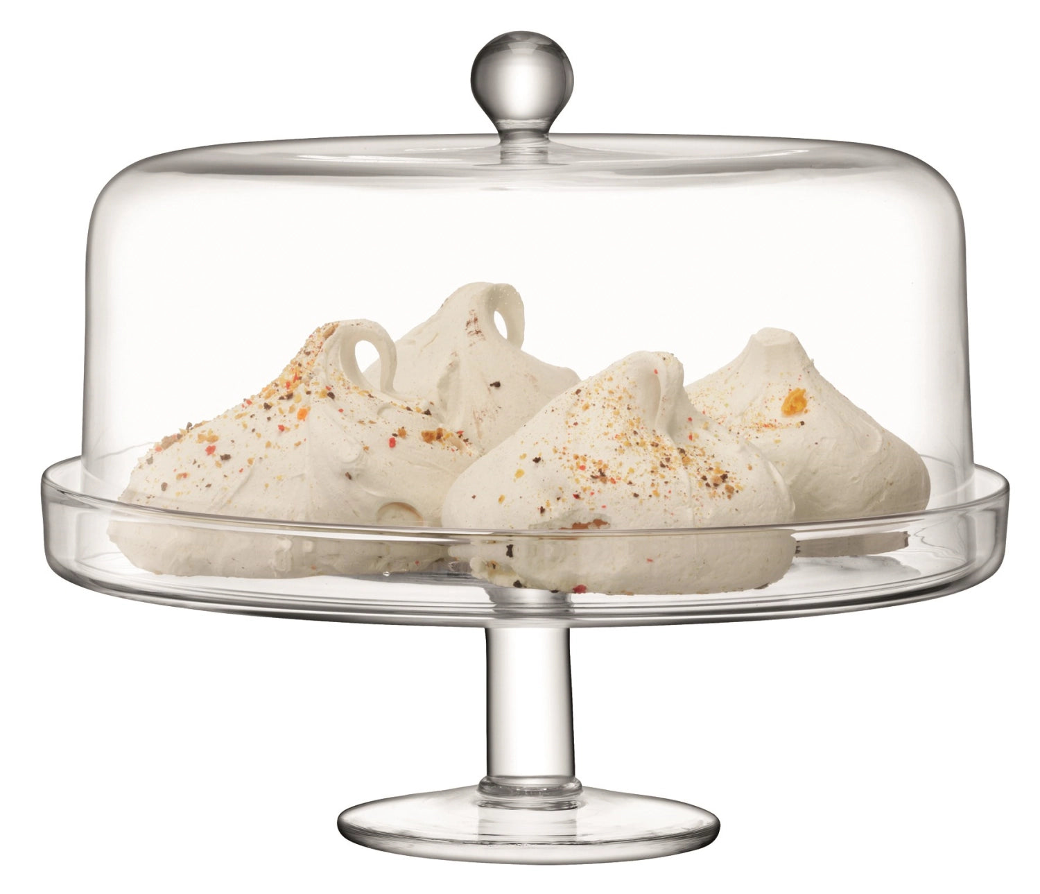 Stilvolle Klara Tortenplatte mit schützender Haube von LSA, perfekt für die Präsentation von Kuchen und Desserts.