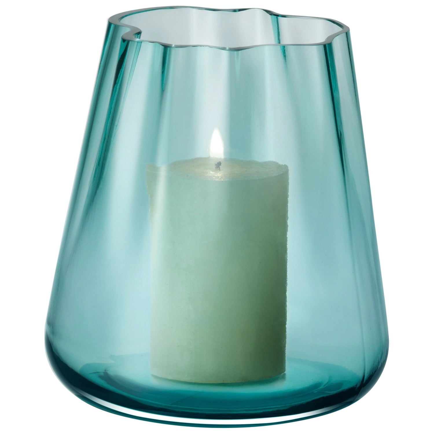 Stilvolle Lagoon Vase/Laterne in einem sanften Meeresgrün, 18,5 cm hoch, perfekt für kreative Lichtakzente und stilvolle Raumgestaltung.