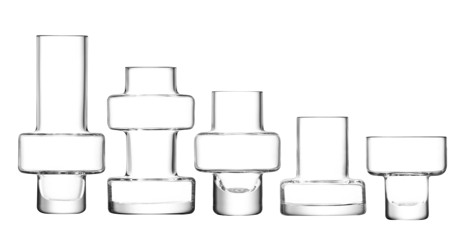 Elegantes 5er Set Metropole Mini Vasen von LSA, ideal für Blumenarrangements und stilvolle Tischdekorationen.