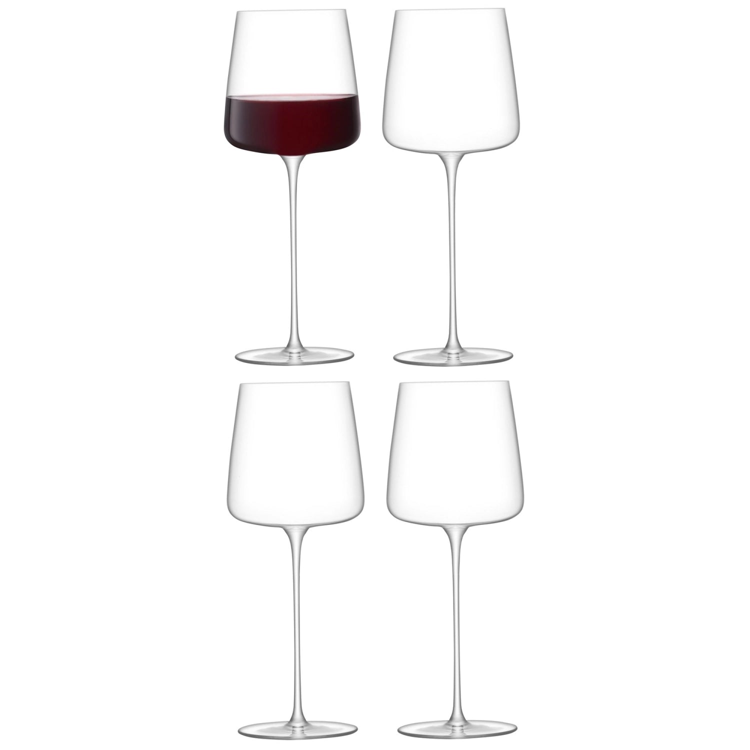 Hochwertiges 4er Set klarer Rotweingläser von LSA, 680ml, perfekt für Weinliebhaber und stilvolle Dinnerpartys.