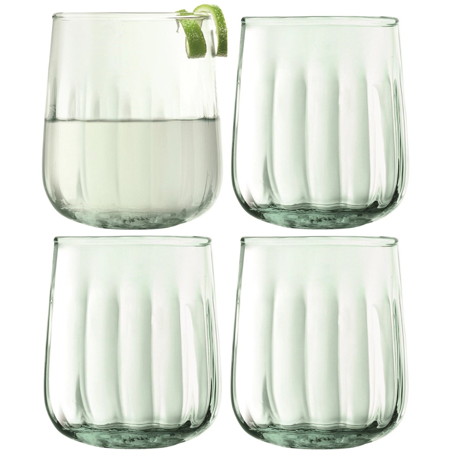 Stilvolles 4er Set Mia Becher mit 410ml, aus recyceltem Material, perfekt für umweltfreundliches Trinken und moderne Tischdekoration.