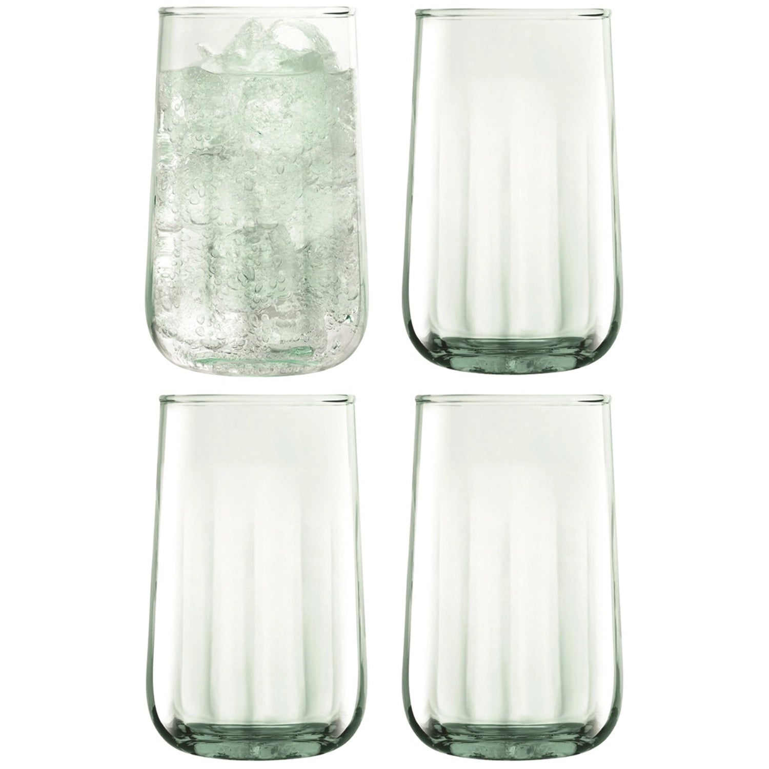 Stilvolles 4er Set Mia Saftgläser (590ml) aus recyceltem Glas, perfekt für nachhaltige Feiern und erfrischende Getränke.