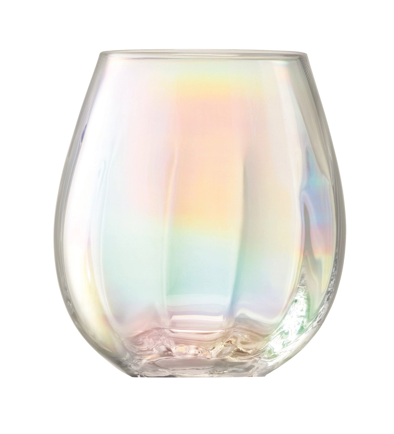 Zwei stilvolle Pearl Becher aus perlmuttfarbenem Glas, perfekt für festliche Anlässe und exquisite Getränkepräsentation.
