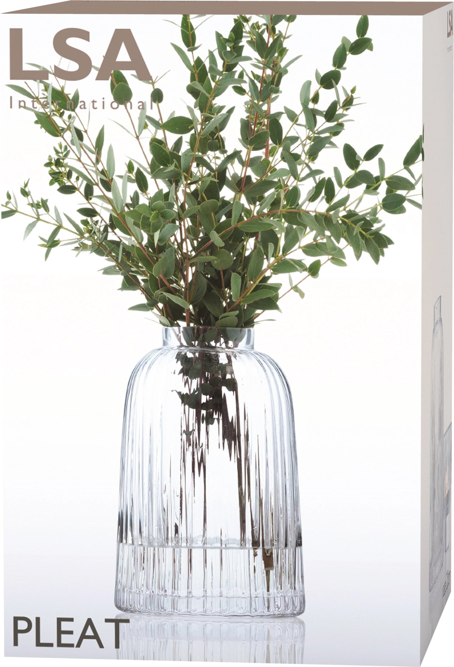 Transparente Pleat Vase von LSA, 20 cm hoch, aus hochwertigem Glas, perfekt für kreative Blumendekorationen und zeitgemäße Inneneinrichtung.