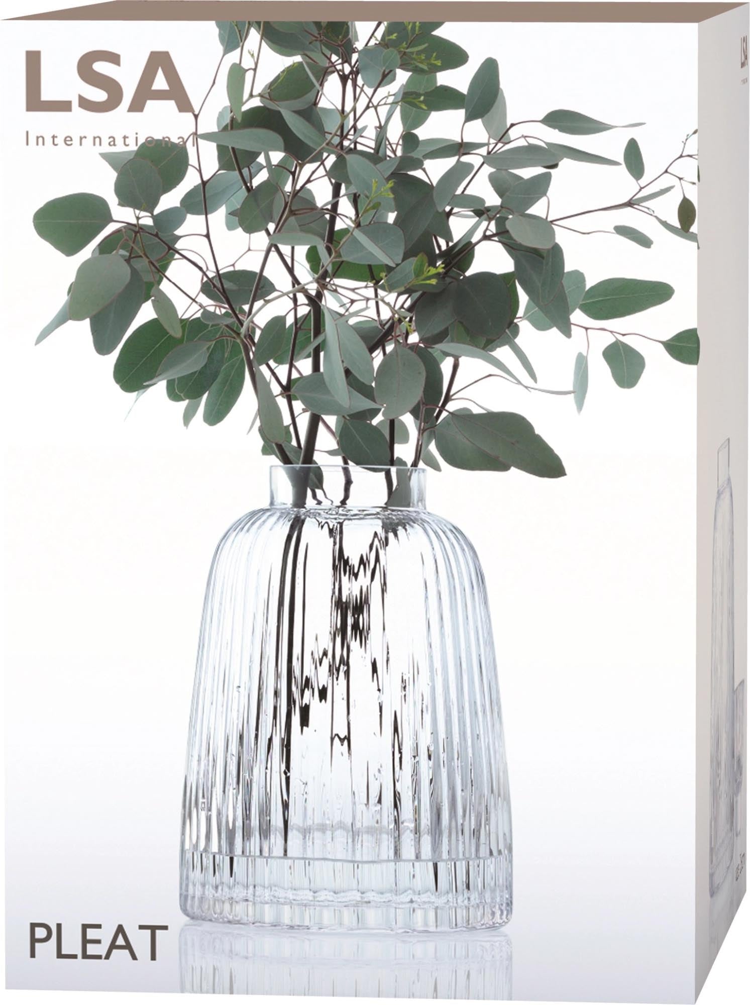 Transparente LSA Pleat Vase 26cm: Zeitlose Eleganz für Ihr Zuhause.