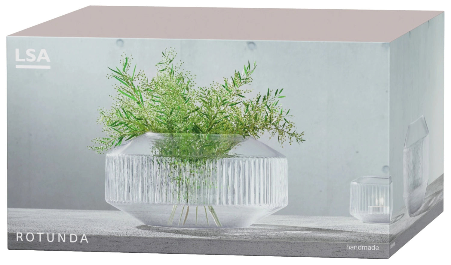 Klarer LSA Rotunda Breite Vase, 14 cm hoch, stilvolle Form, perfekt für kreative Blumenarrangements und stilvolle Wohnakzente.