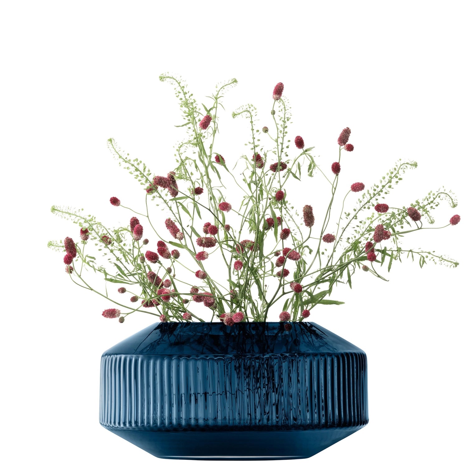 Stilvolle saphirblaue Rotunda Vase mit einer Höhe von 14 cm, perfekt für kreative Blumenarrangements und moderne Inneneinrichtungen.