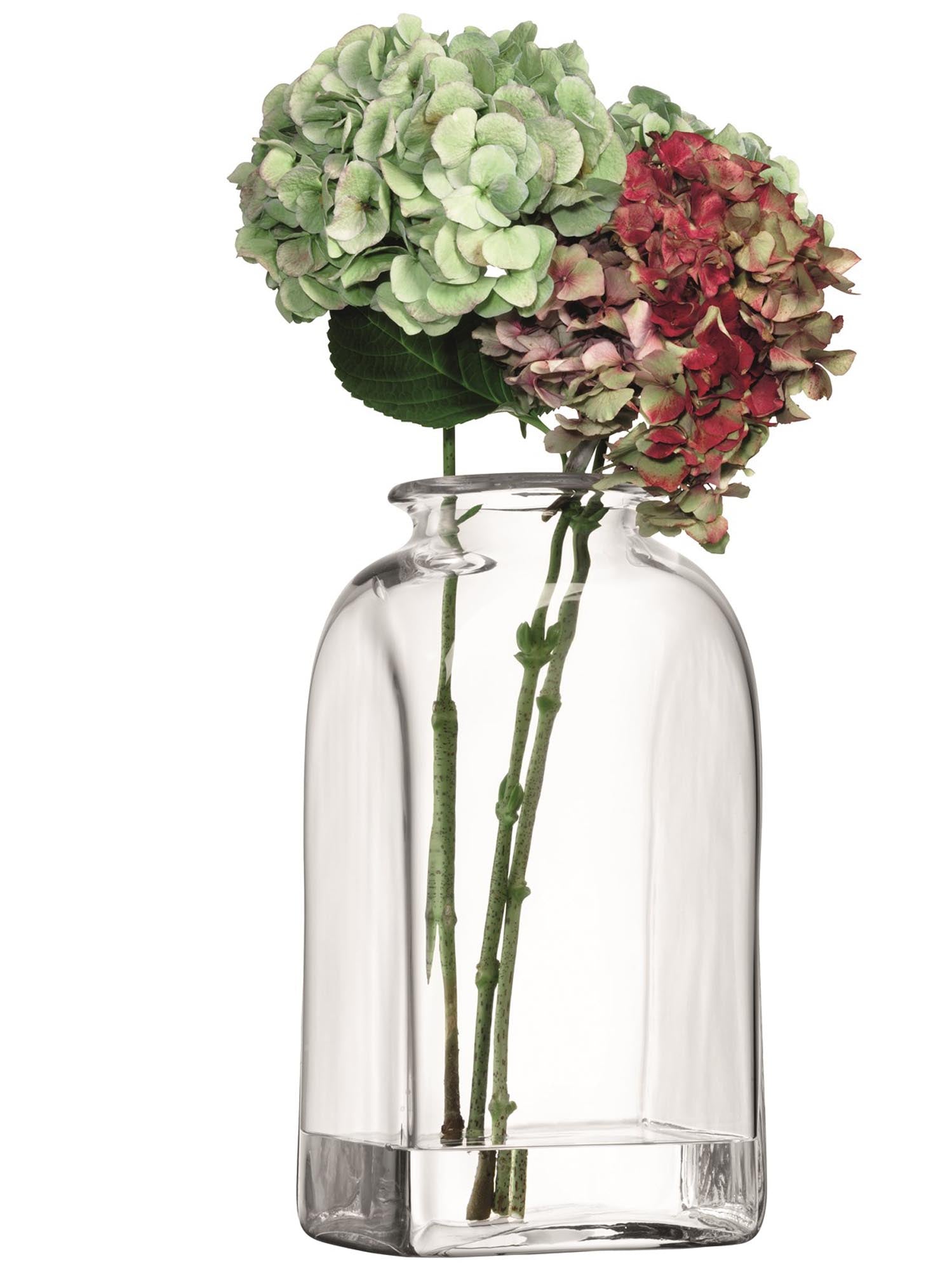 Elegante Umberto Vase von LSA in klarem Glas, 40 cm hoch, ideal für moderne Tischdekoration und Blumenarrangements.