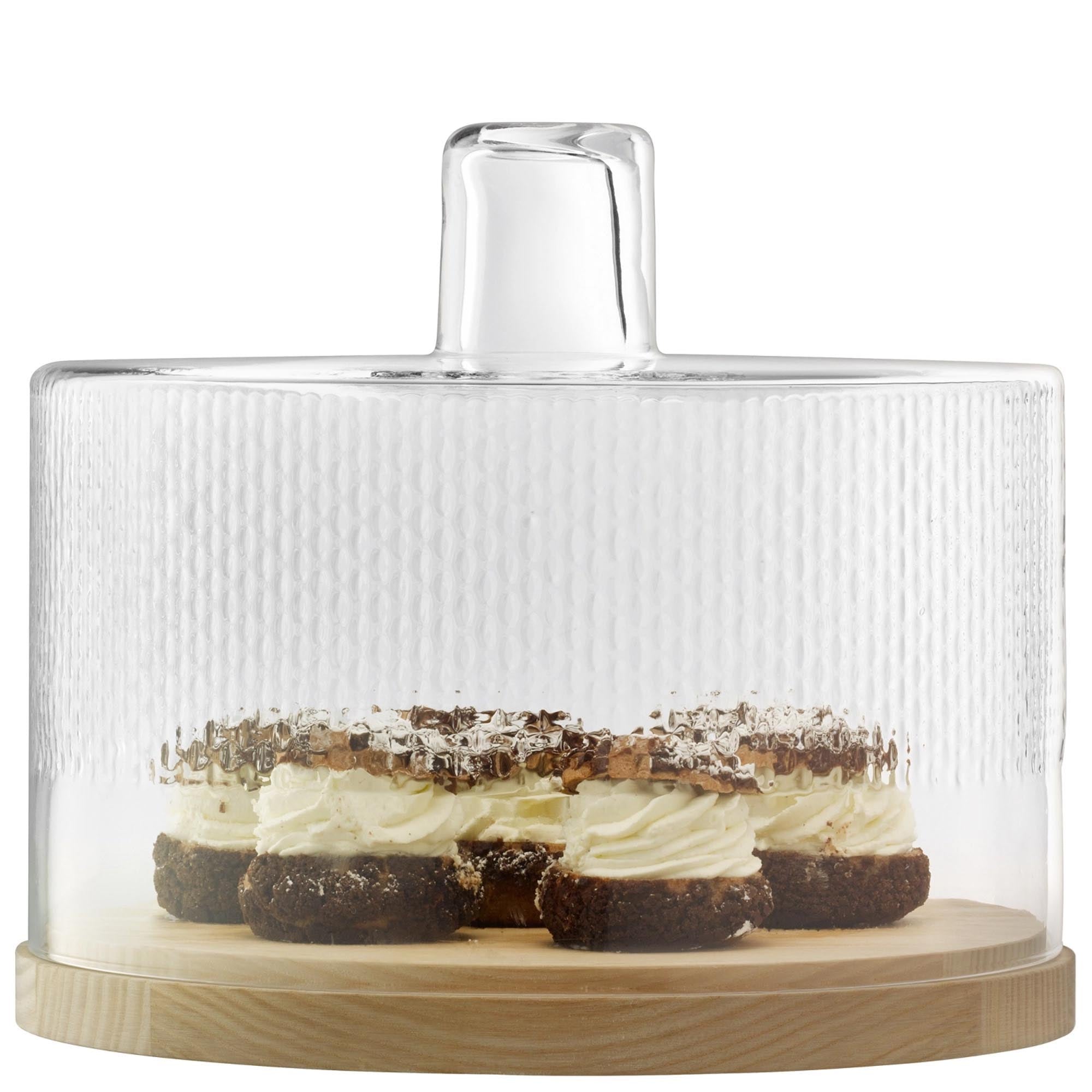 Stilvolle Wicker Haube mit Eschenholzplatte, Ø29cm, H24.5cm, von LSA. Ideal für elegante Präsentation und Aufbewahrung.