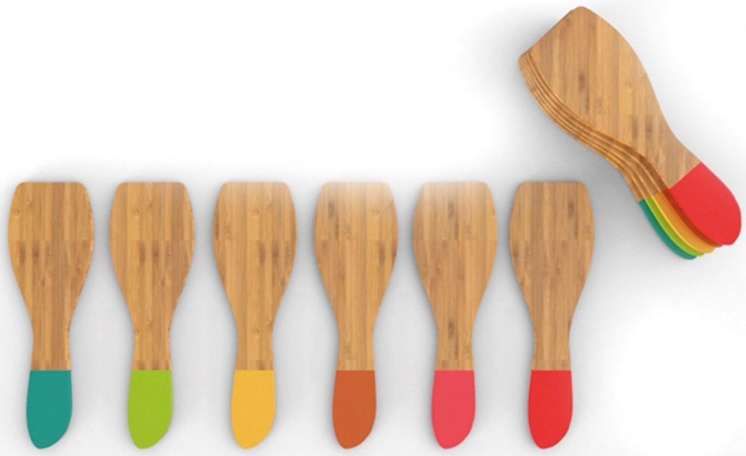 Set of 6 <tc>Pebbly</tc> Raclette scraper bamboo