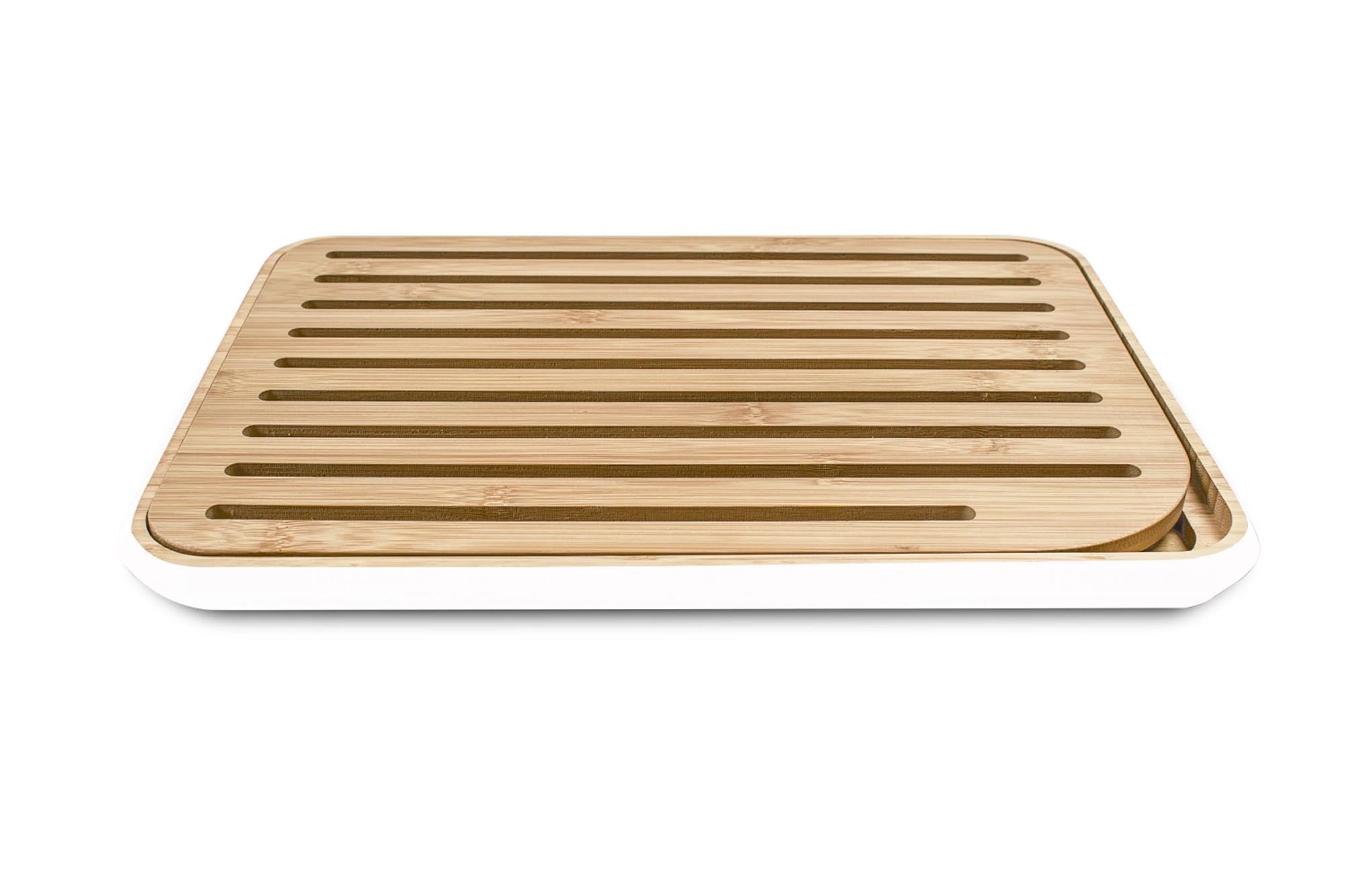 Elegantes Pebbly Brotschneidebrett, weiss, 25x35cm, ideal für Küche.