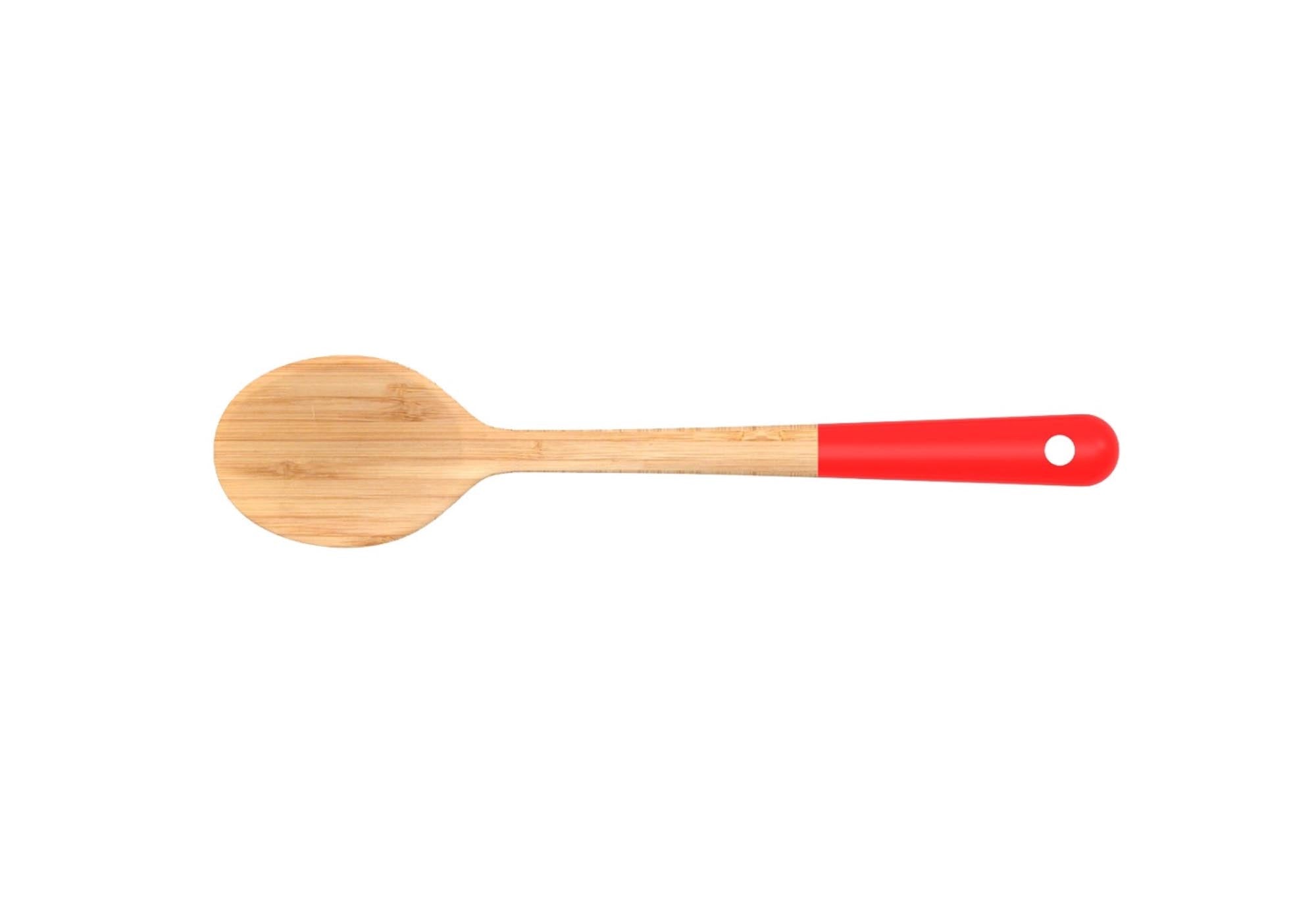 Entdecken Sie den Pebbly Kochlöffel in Rot (30x6,5 cm) aus nachhaltigem Bambus – ideal zum Rühren, Mischen und Servieren in Ihrer Küche.