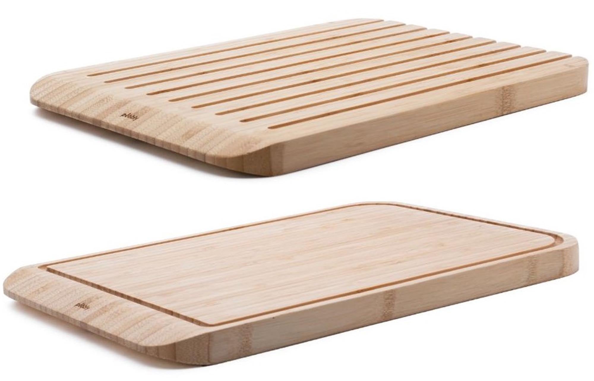 Bambus Schneide- und Brotbrett von Pebbly, 2 in 1 Funktion, 34x23.5x2cm, ideal für die Küche, robust und stilvoll.