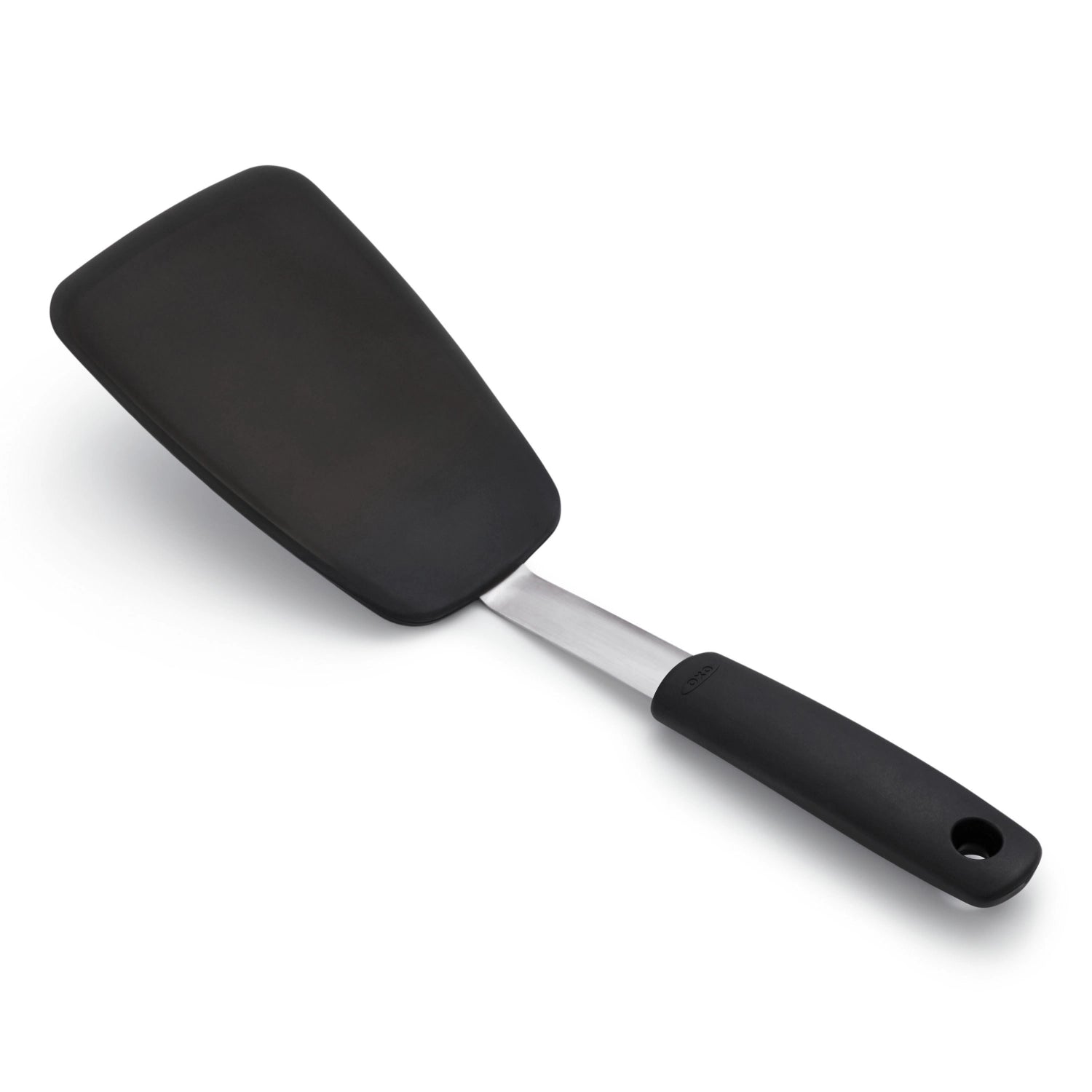 Großer, flexibler Pfannenwender aus Silikon von OXO, 31.7 cm lang, ideal für das Wenden und Servieren von Speisen, langlebig und hitzebeständig.