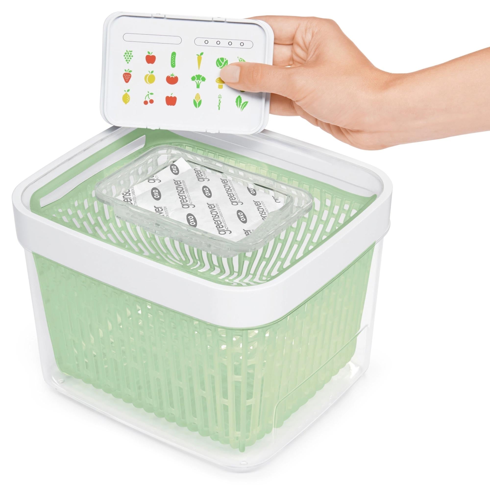 Greensaver Aufbewahrungsbehälter von OXO: Hält Obst und Gemüse frisch mit aktivem Luftschutz und modernem Design. Ideal für jede Küche!