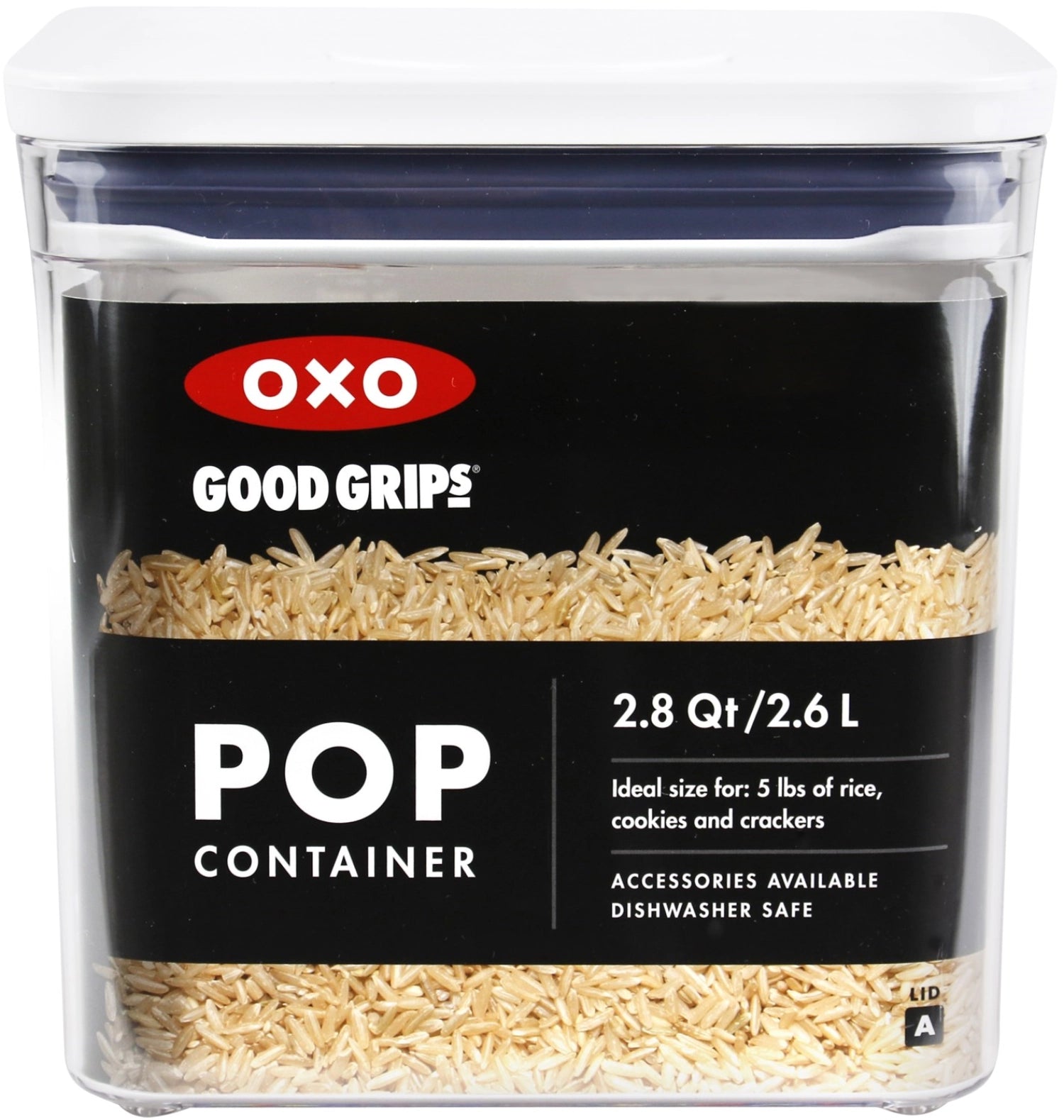 Großer quadratischer OXO POP 2.0 Behälter (16x16x16 cm, 2.6 l) für stilvolle Aufbewahrung von Lebensmitteln, ideal für Küche und Vorratsraum.