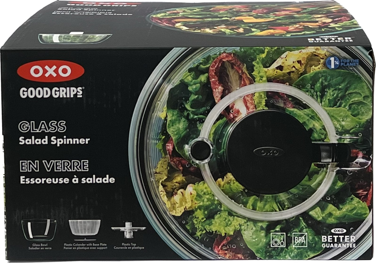 OXO Good Grips: Robuste Glas-Salatschleuder für gesunde Mahlzeiten.