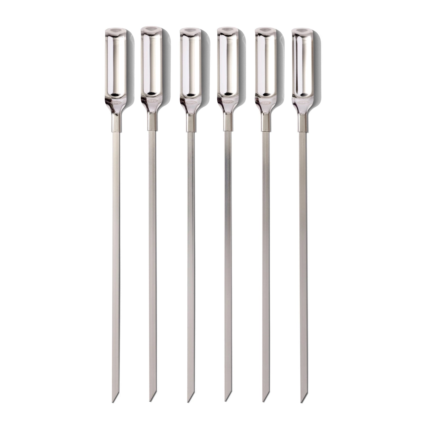 Hochwertiges 6er Set Grillspieße aus Edelstahl von OXO, ideal für Grillliebhaber, langlebig und funktional für köstliche Grillgerichte.