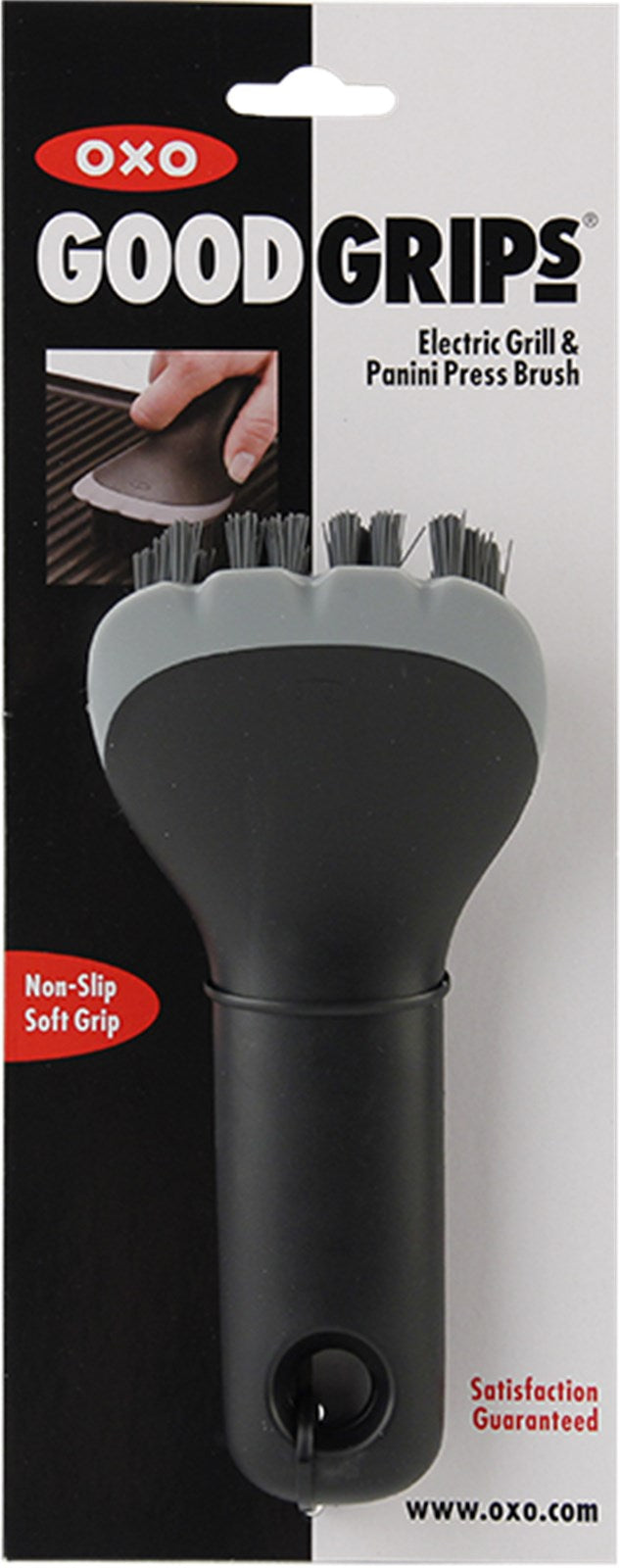 Praktische OXO Bürste für Elektrogrill und Sandwichtoaster: Ergonomisch, rutschfester Griff, langlebige Borsten für mühelose Reinigung und Pflege.