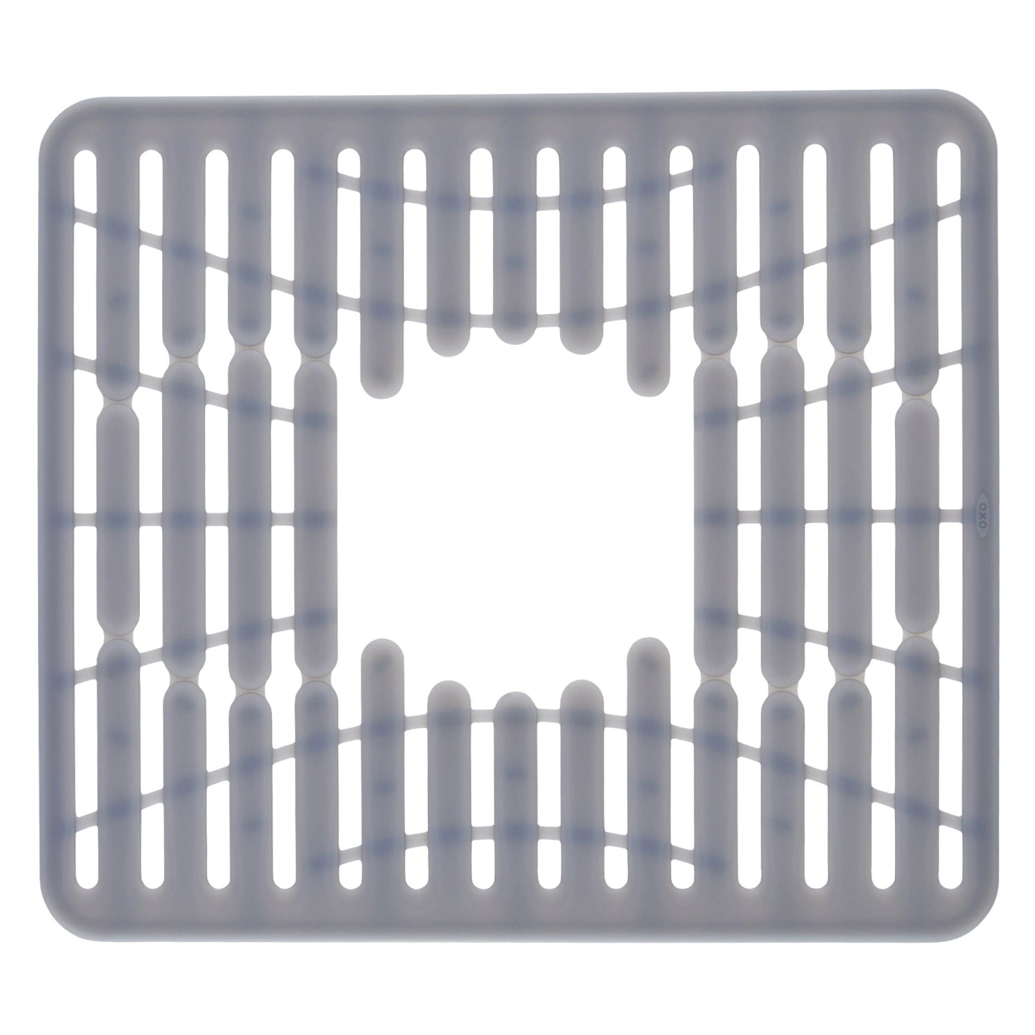 Praktische Silikonmatte in Grau (32x28 cm) von OXO, perfekt zum Abtropfen von Geschirr und als Schutz für Ihr Spülbecken.