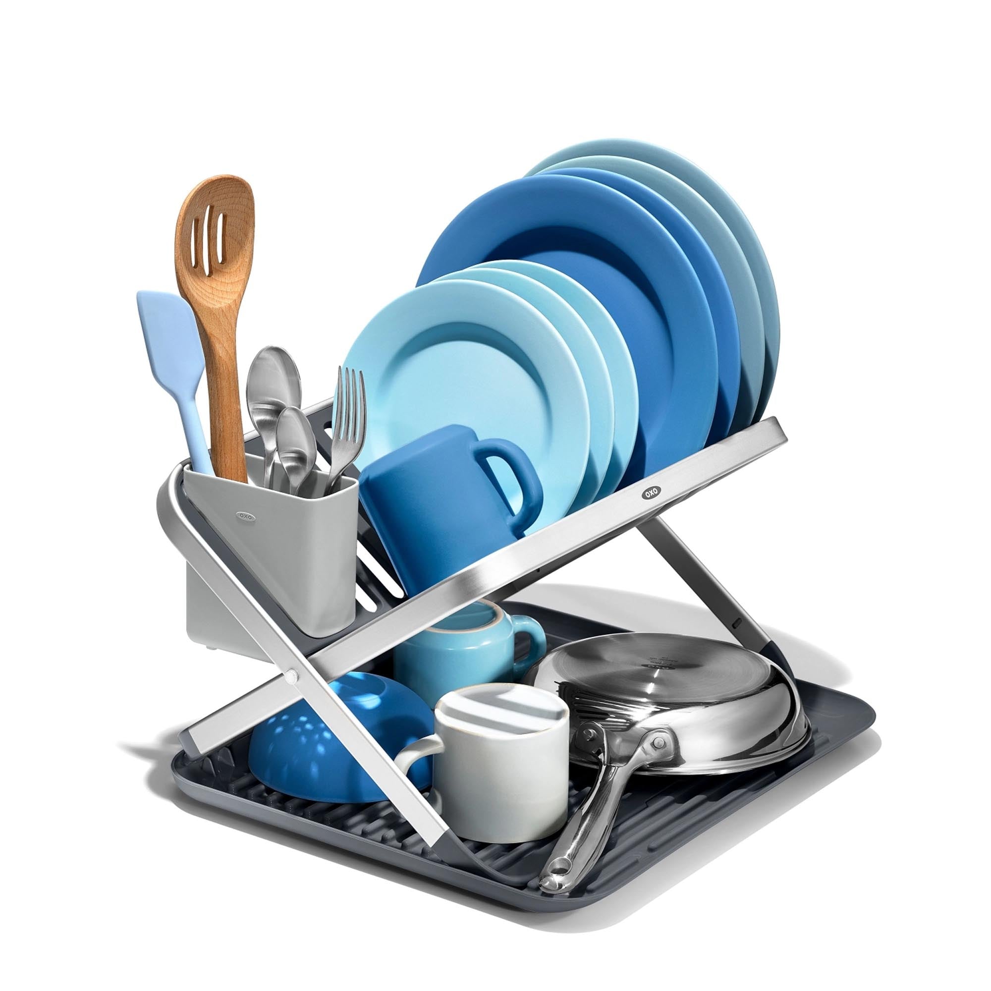 Faltbares OXO Abtropfgestell: Effiziente Trocknung, minimaler Platzbedarf.