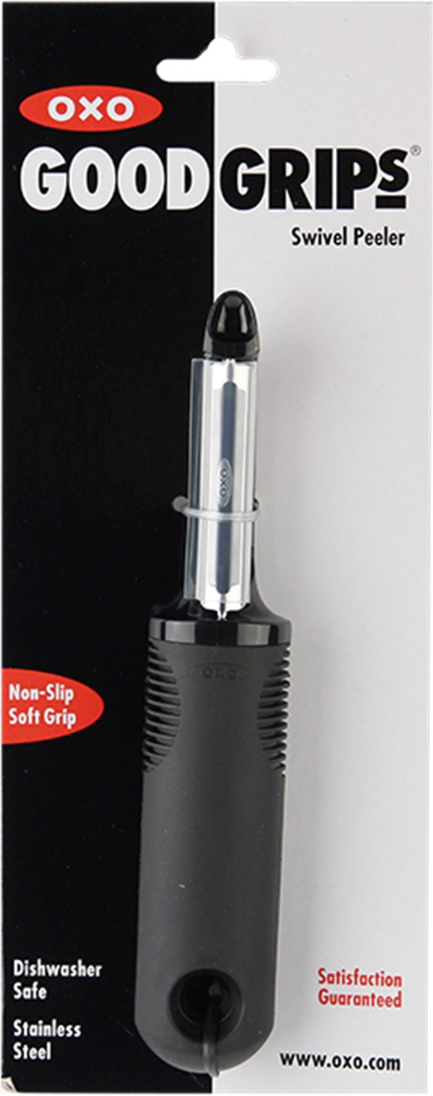 Der OXO Drehschäler: Präzises, müheloses Schälen mit rostfreiem Edelstahl und ergonomischem Griff. Kompakt und stilvoll.