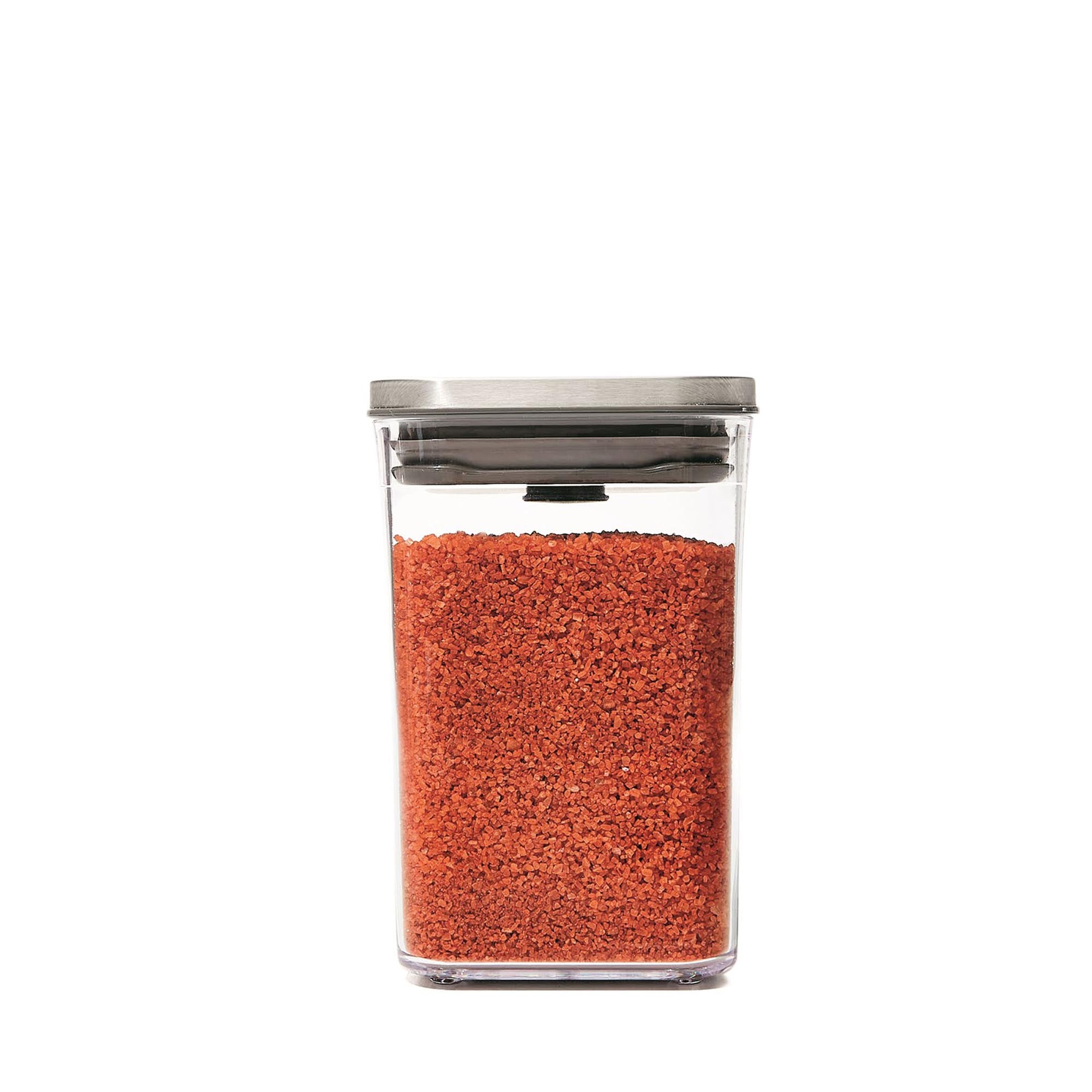 Kleiner OXO Good Grips Steel POP Behälter, 1.0L, rechteckig, ideal für die Aufbewahrung von Lebensmitteln, modernes Design aus Edelstahl.