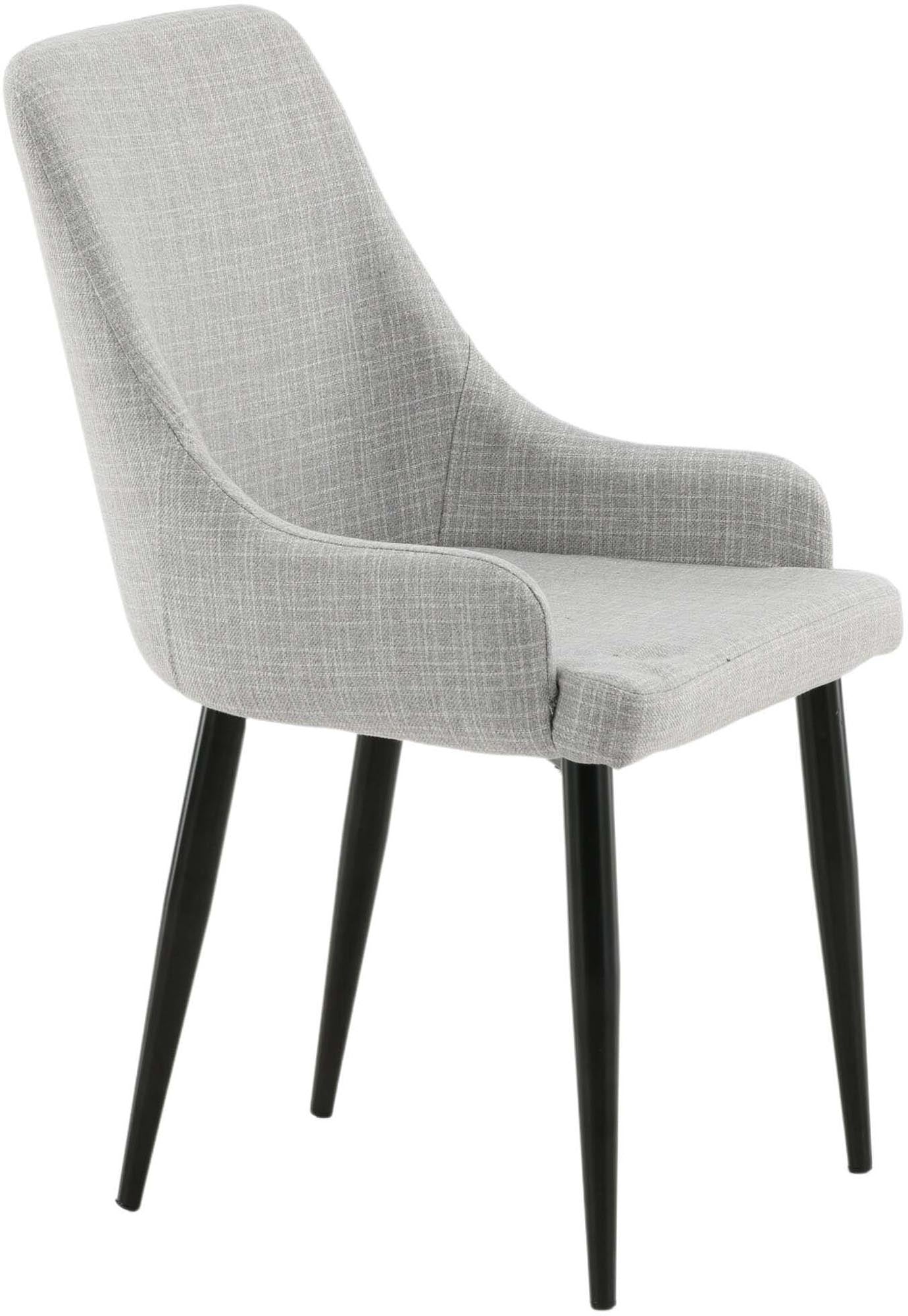 Moderner Plaza Stuhl von Venture Home mit pulverbeschichtetem Metallrahmen und grauem, weichem Polyesterbezug. Ideal für stilvolle Esszimmer!