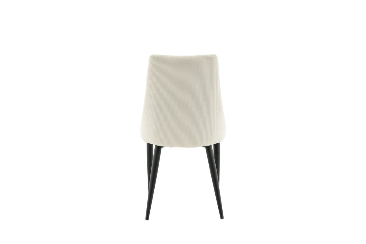 Leone Stuhl von Venture Home, Sitzfläche in Weiss aus Polyester-Cord-Stoff, schwarze Stahlbeine, hohe Rückenlehne, klassisches Design